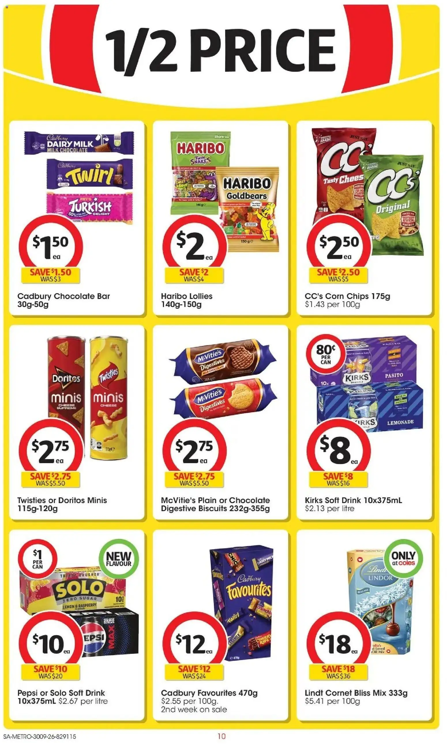 Coles catalogue - valid from 30/09/2026 | Page: 10 | Products: Cheese, Lemon, Lemonade, Lindt