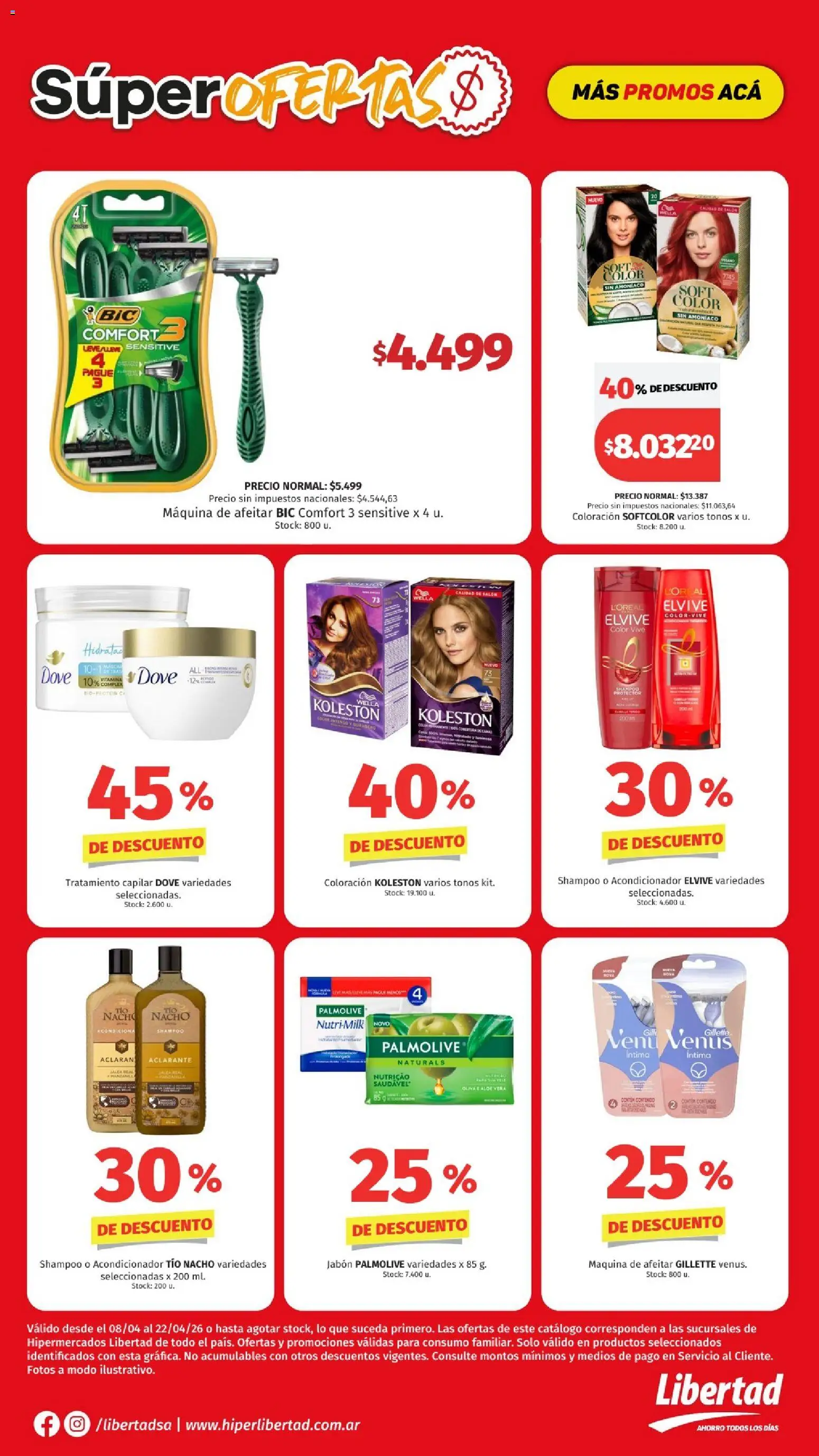 Hipermercado Libertad - Super ofertas- semana  │ válido desde el 08.04.2026 | Página: 6 | Productos: Maquina de afeitar, Shampoo, Acondicionador, Jabón