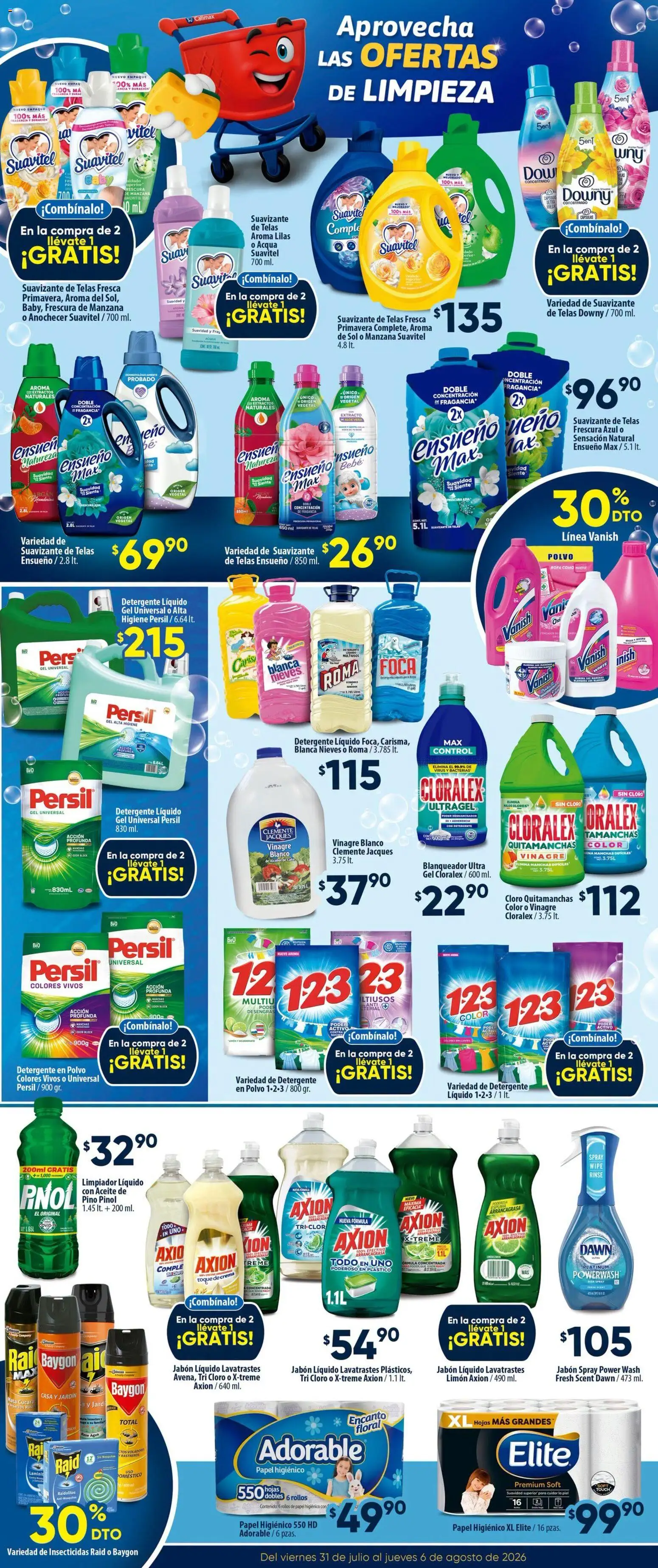 Nuevas ofertas de Calimax válidas en toda la República Mexicana desde el 31/07/2026. ¡Encuentra las mejores ofertas en Calimax folleto Tecate! | Página: 3 | Productos: Quitamanchas, Limón, Espuma, Papel higiénico