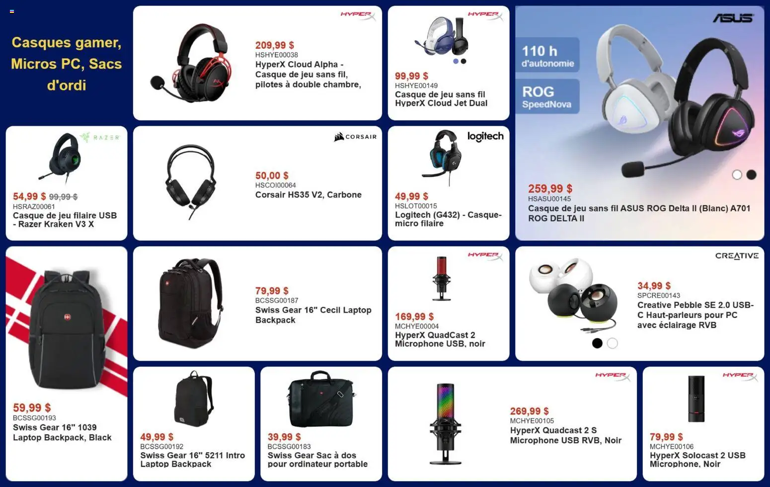 Canada Computers flyer valid from Aug 14, 2026 | Page: 12 | Products: Backpack, PC, Microphone, Laptop