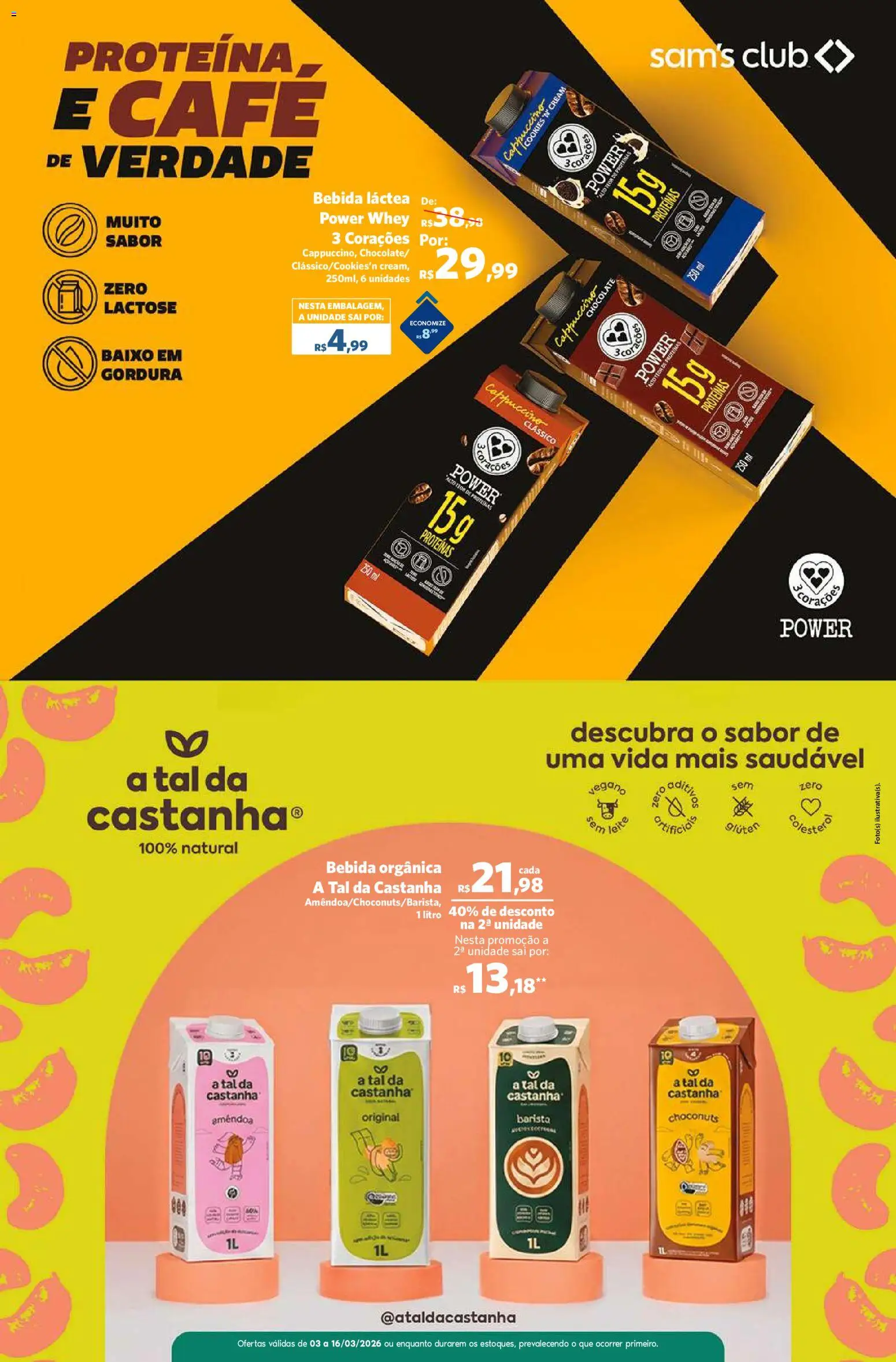 Sam's Club Folheto - válido de 03.03.2026 | Página: 13 | Produtos: Leite, Café, Chocolate, Bebida
