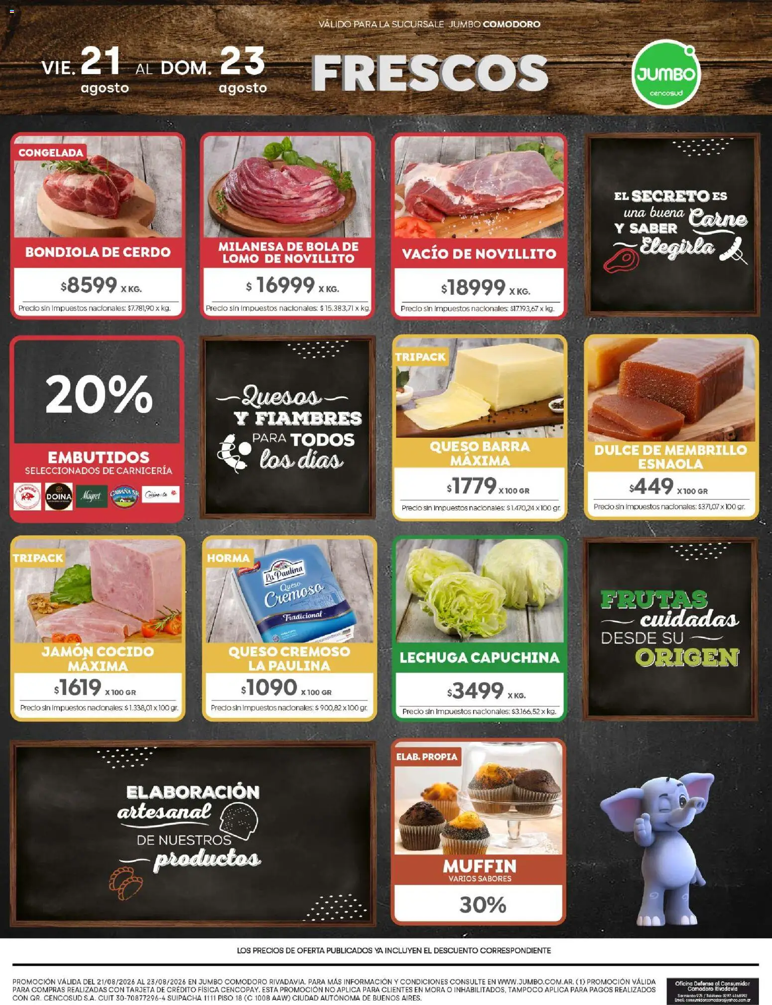 Jumbo - Ofertas | Comodoro │ válido desde el 20/08/2026 | Página: 8 | Productos: Teléfono, Lechuga, Jamón, Cerdo