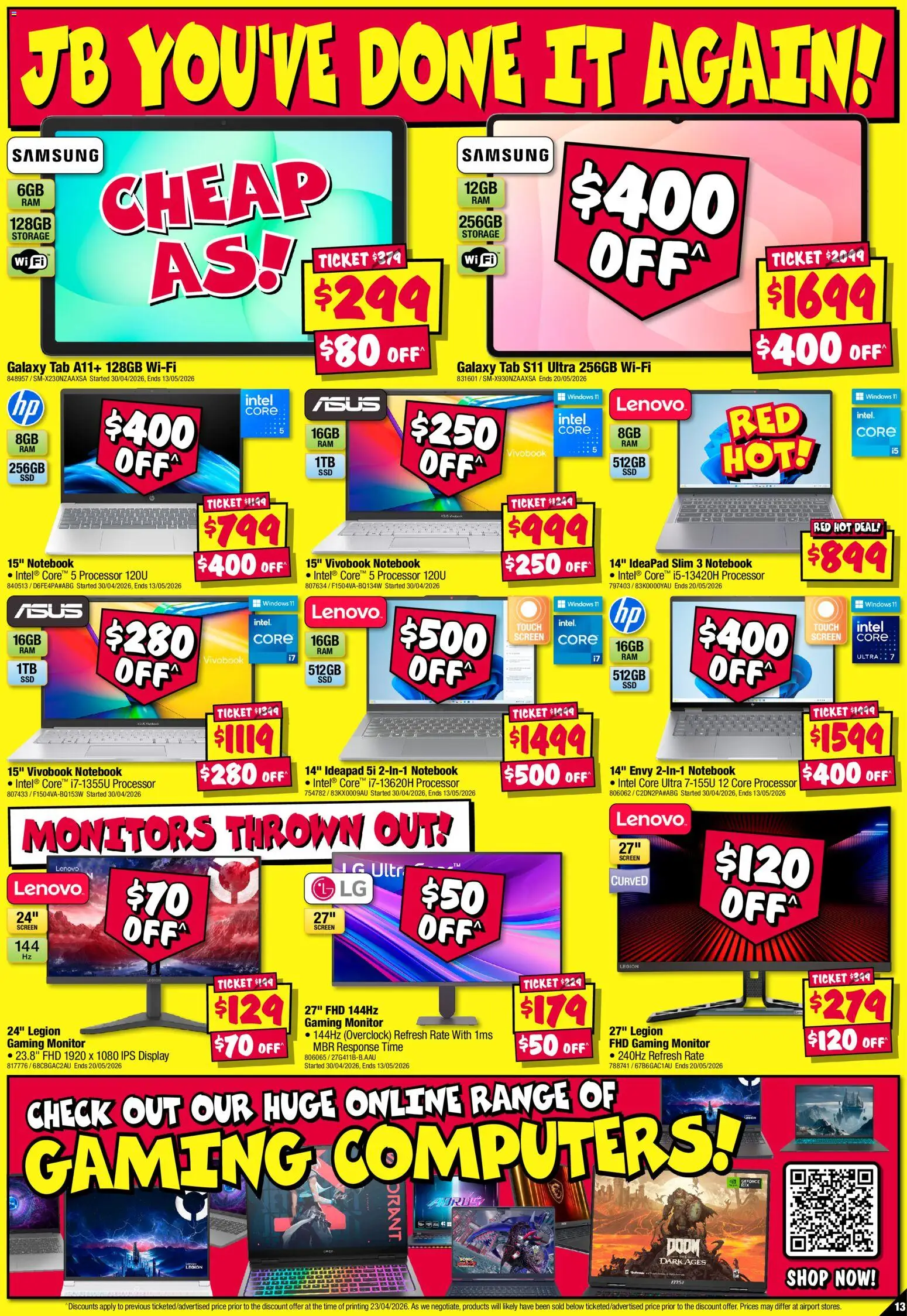JB Hi-Fi catalogue - valid from 07.05.2026 | Page: 13 | Products: Notebook, Monitor, Screen
