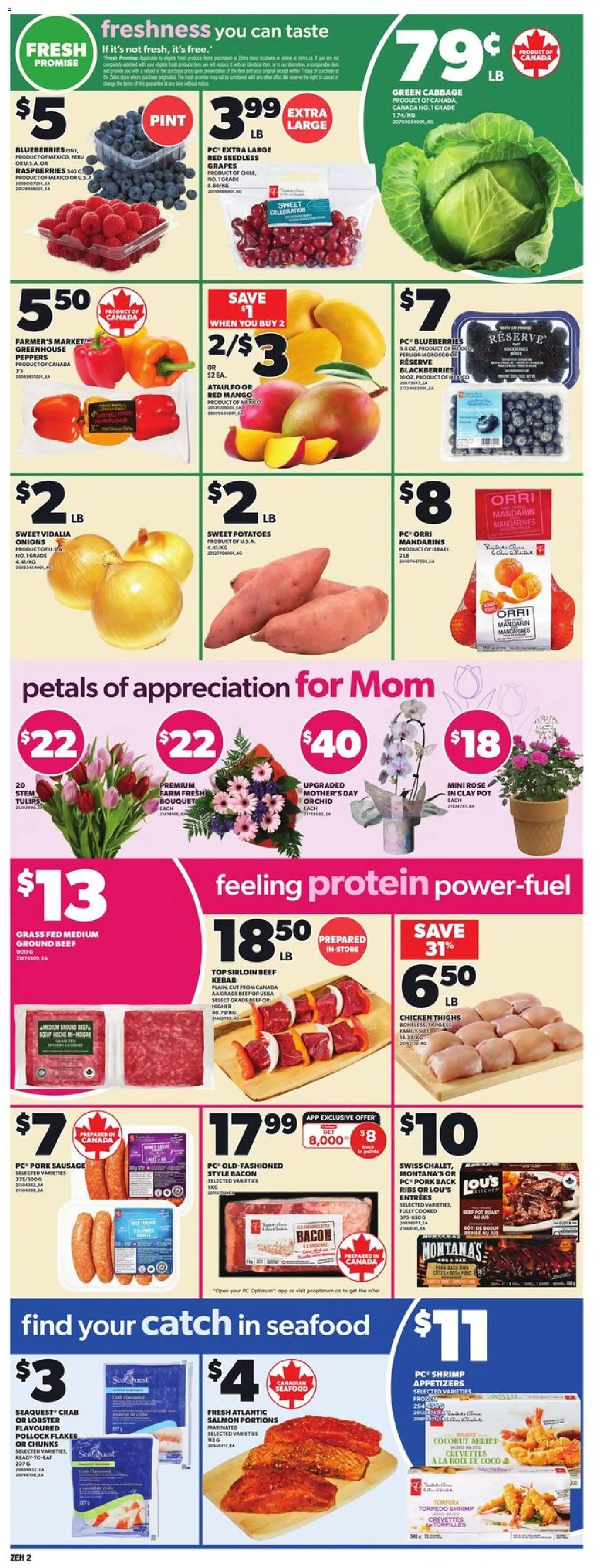 Zehrs flyer valid from May 7, 2026 | Page: 5 | Products: Sausage, Chicken thighs, Grapes, Chicken