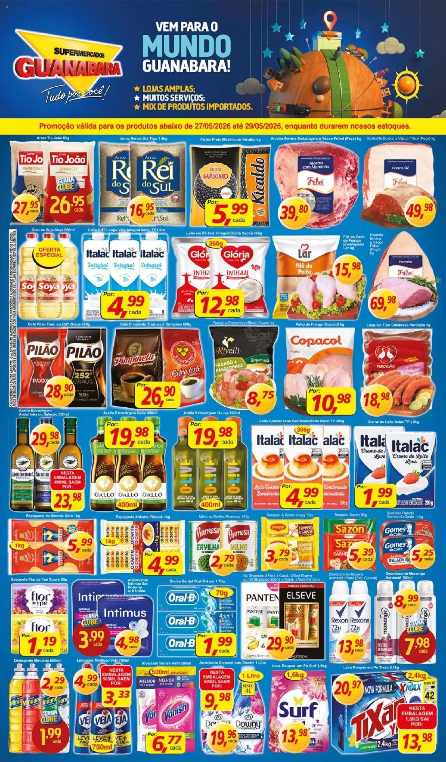 Supermercados Guanabara Folheto - válido de 27.05.2026 | Página: 1 | Produtos: Gomes da costa, Sabonete, Café pilão, Creme de leite
