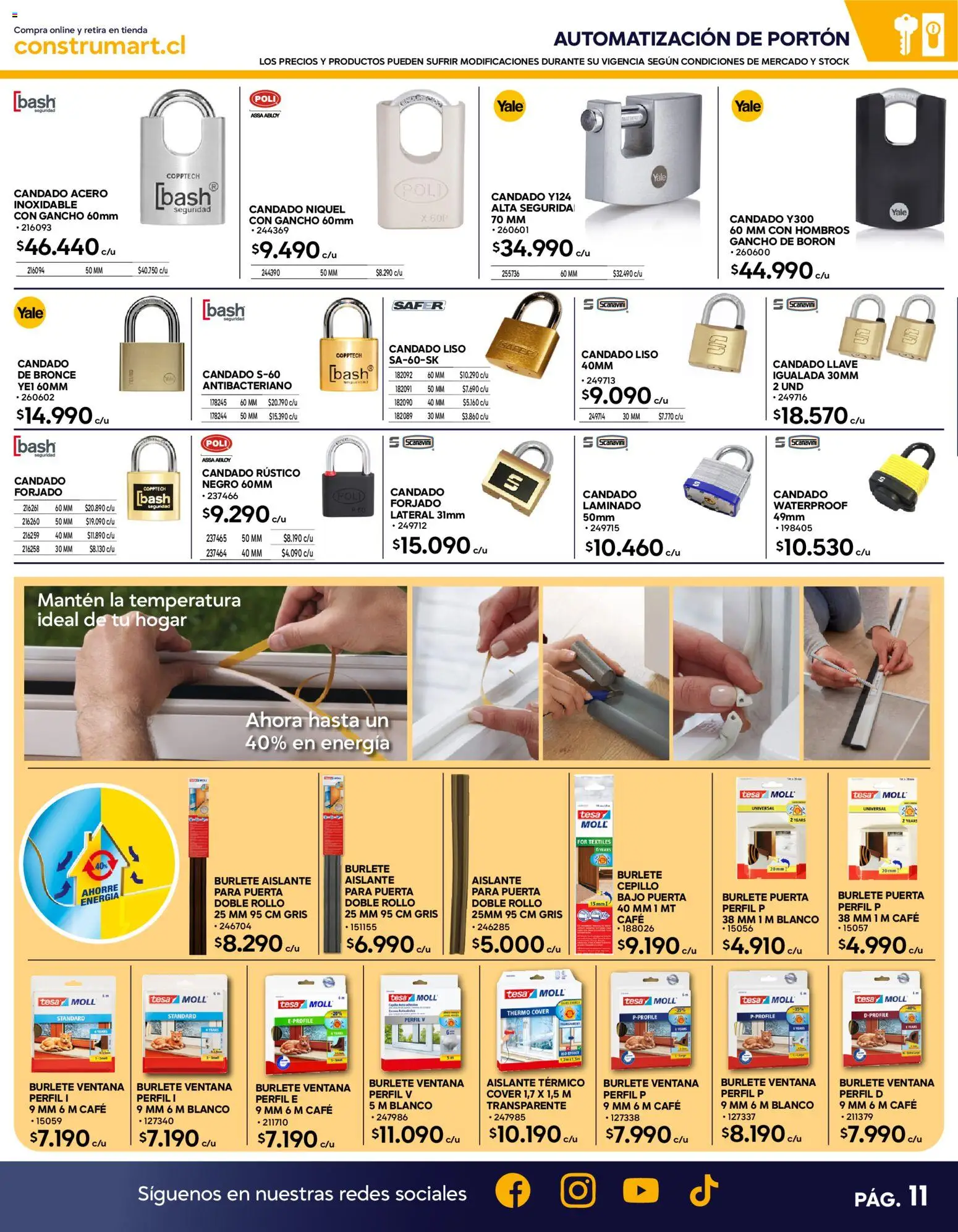 Construmart Ofertas │ válido desde el 01.06.2026 | Página: 11 | Productos: Burlete, Perfil, Cepillo, Candado