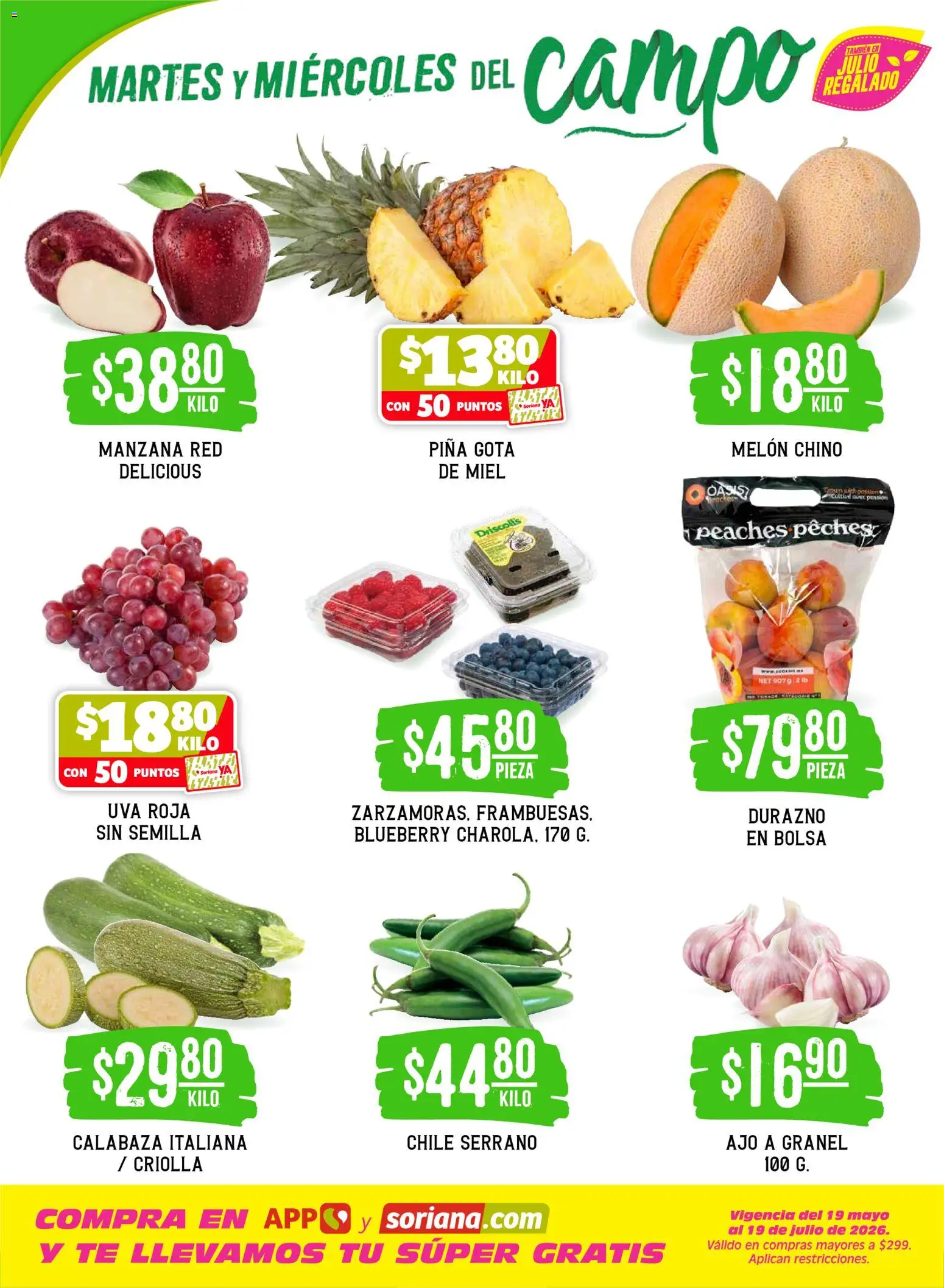 Nuevas ofertas de Soriana válidas en toda la República Mexicana desde el 02.06.2026. ¡Encuentra las mejores ofertas en Soriana Martes y Miércoles del Campo Súper: Juárez! | Página: 2 | Productos: Melón, Bolsa, Manzana, Uva