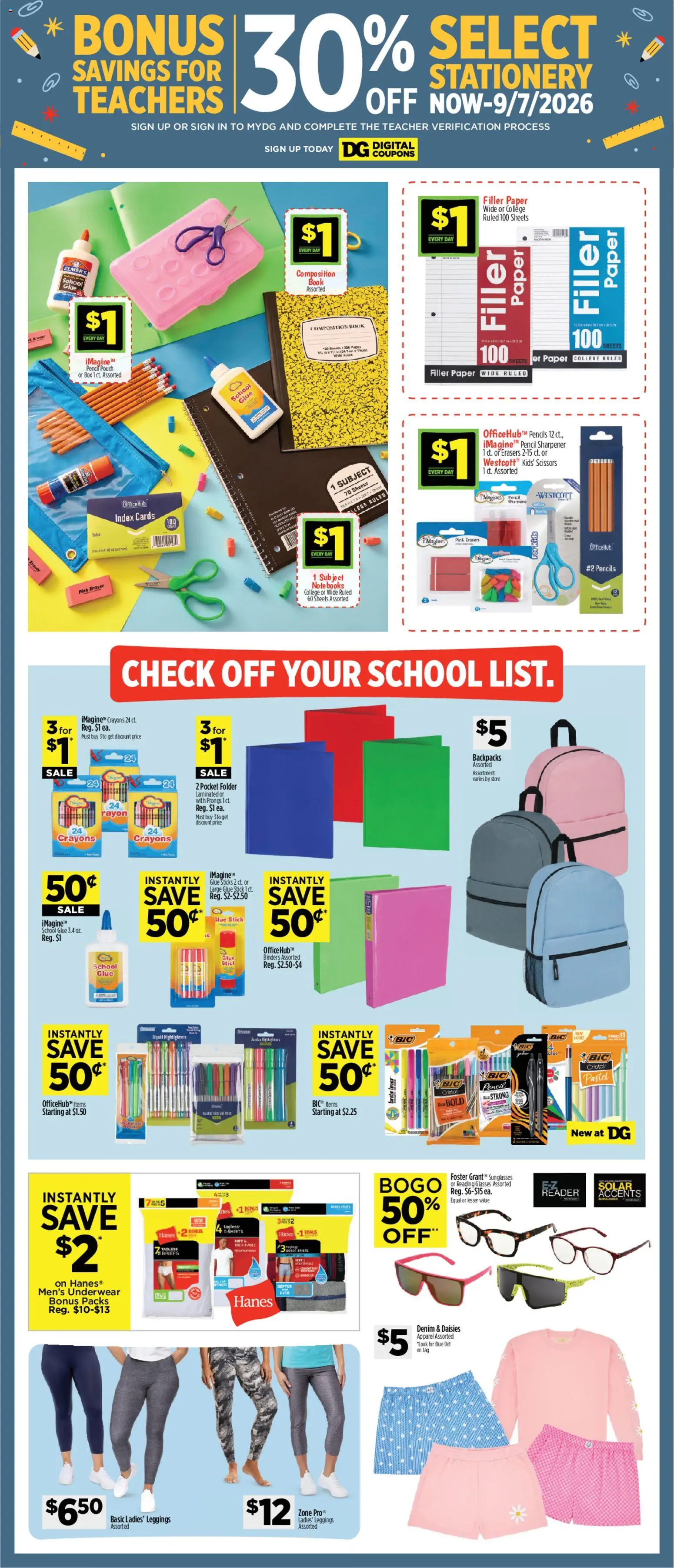 Dollar General Weekly Ad - TX - valid from 07/19/2026 | Page: 5 | Products: Eraser, Underwear, Briefs, Glasses