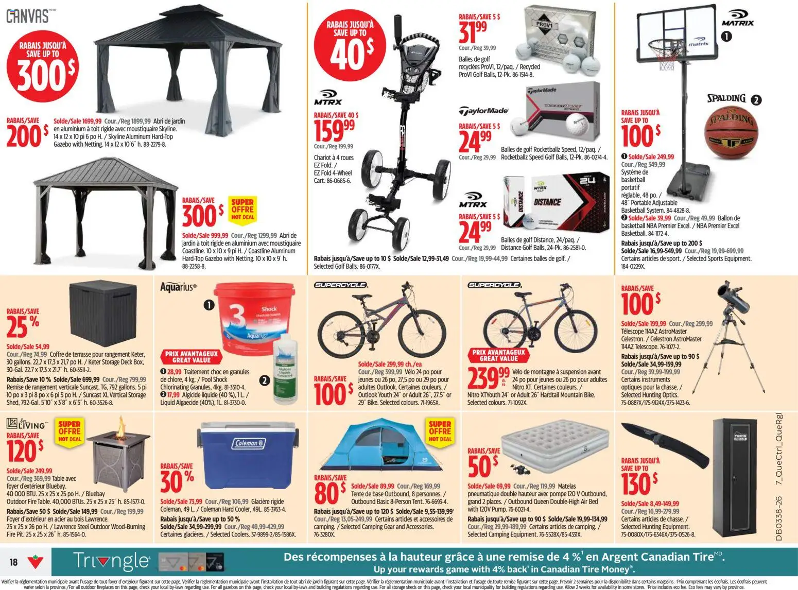 Canadian Tire flyer valid from Sep 17, 2026 | Page: 18 | Products: Game, Granules, Bed, Table