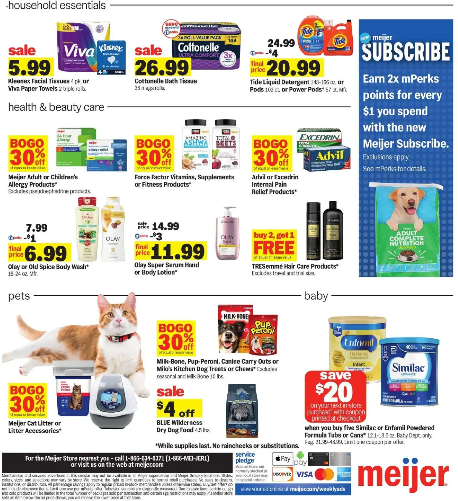 Meijer Weekly Ad - valid from 09/30/2026 | Page: 4 | Products: Dog Treats, Cat Litter, Paper towels, Television