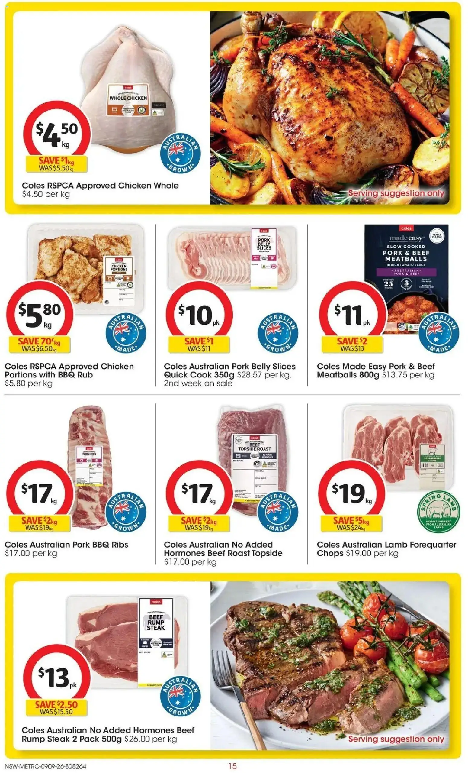 ﻿Coles catalogue valid from 09/09/2026 > Online Australia | Page: 15 | Products: Pork ribs, Pork, Lamb, Tomato