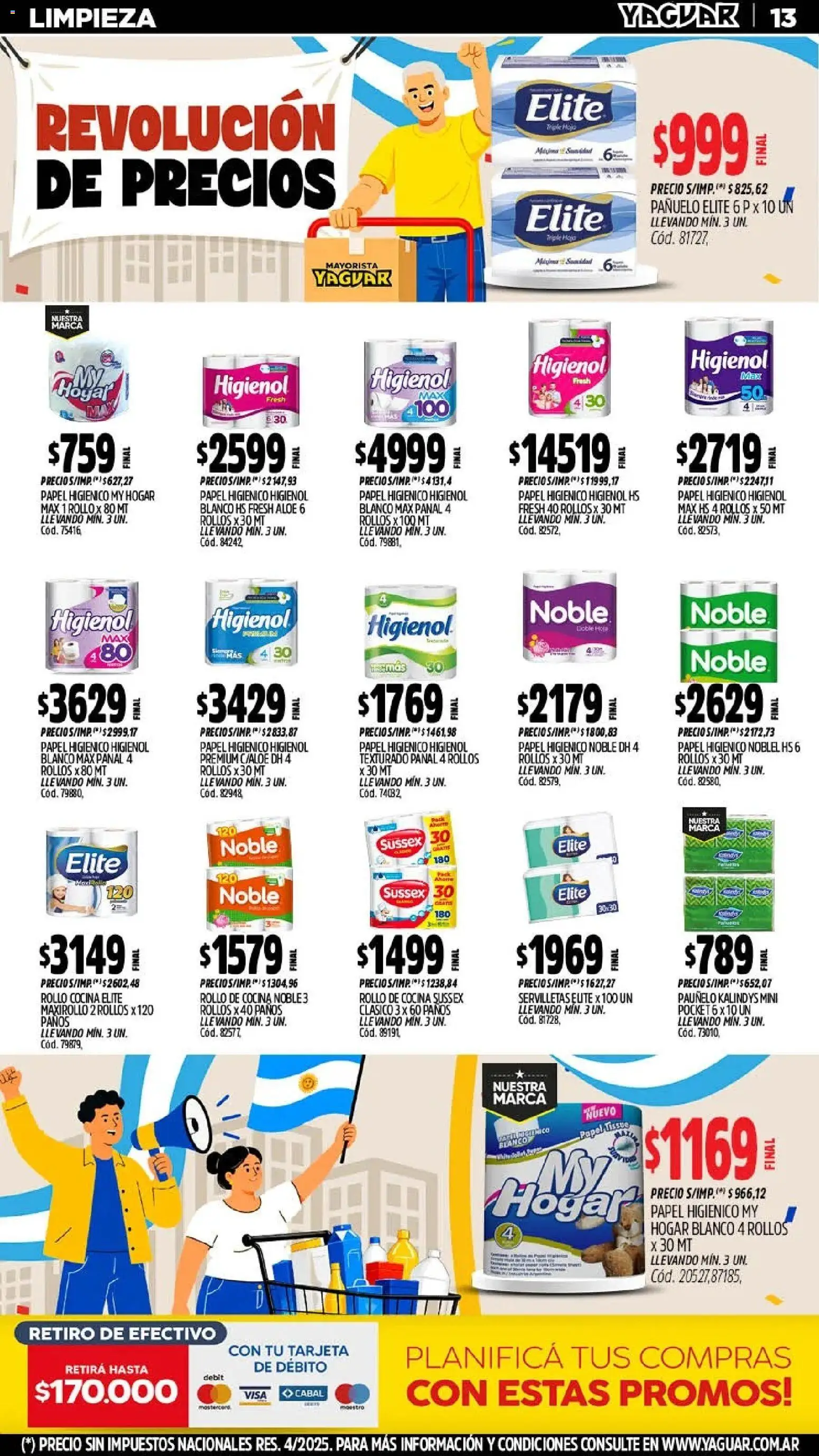 Yaguar - Oferta Semanal Córdoba │ válido desde el 25.05.2026 | Página: 13 | Productos: Papel higiénico, Pañuelo, Cocina, Servilletas