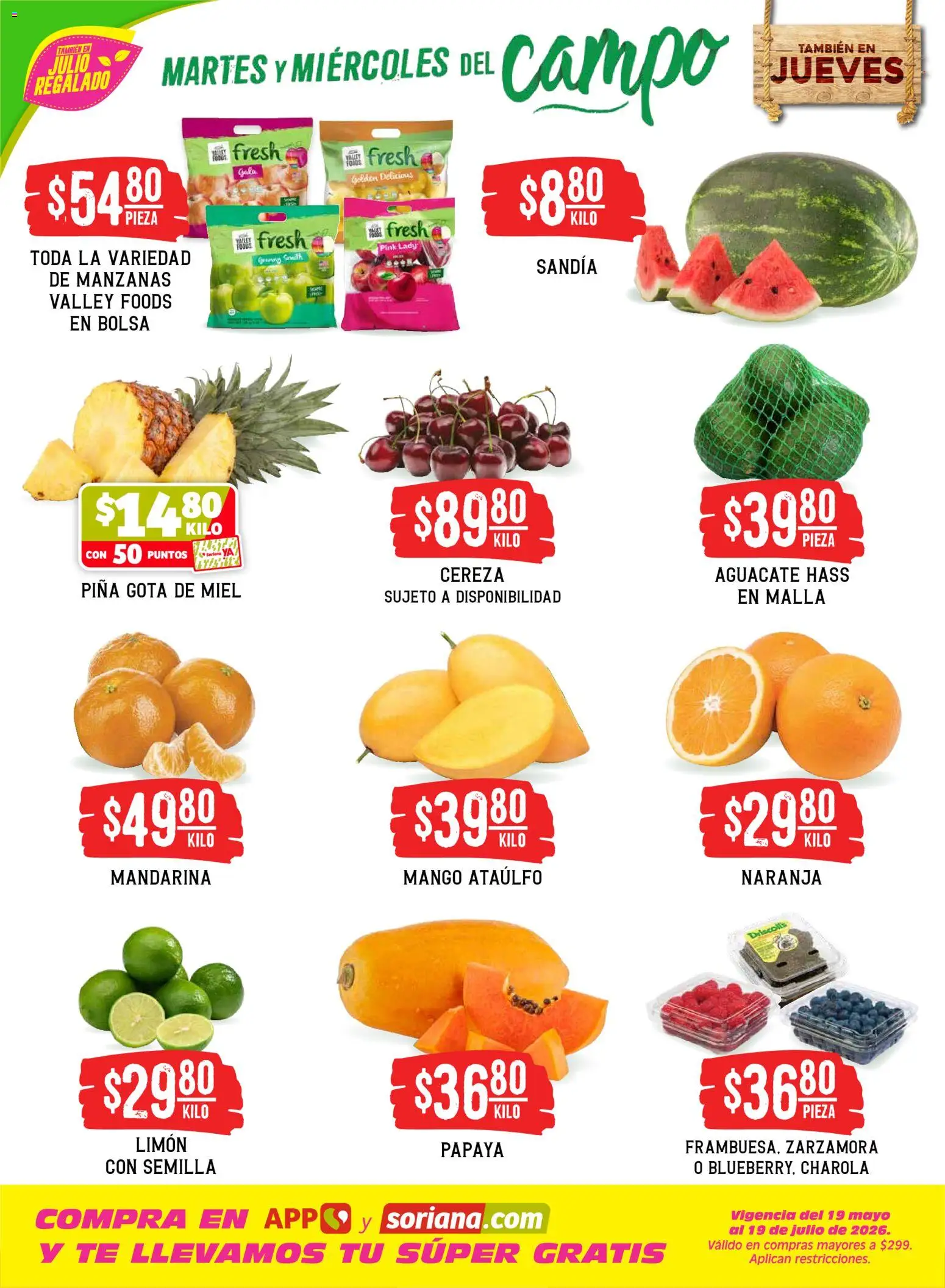 Nuevas ofertas de Soriana válidas en toda la República Mexicana desde el 30/06/2026. ¡Encuentra las mejores ofertas en Soriana Martes y Miércoles del Campo Híper: Saltillo y Torreón! | Página: 2 | Productos: Mango, Aguacate, Manzanas, Malla