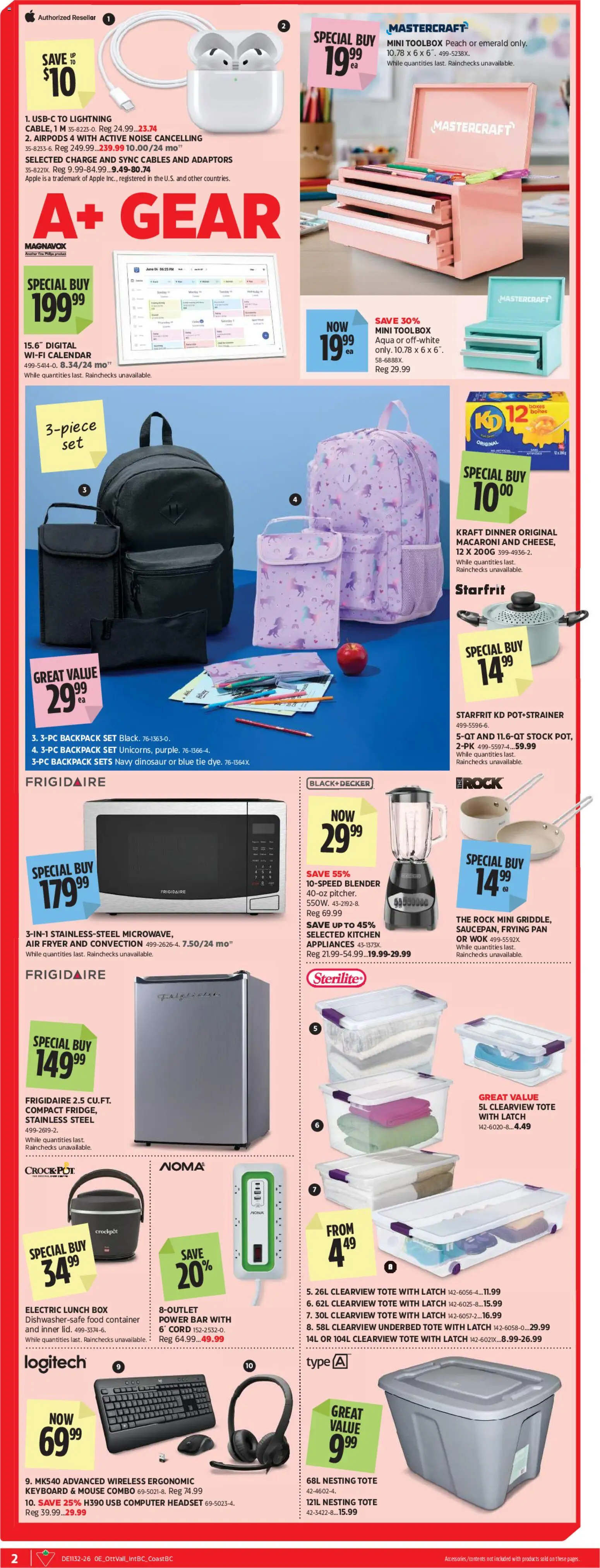 Canadian Tire flyer valid from Aug 6, 2026 | Page: 2 | Products: Backpack, Computer, Fryer, Box