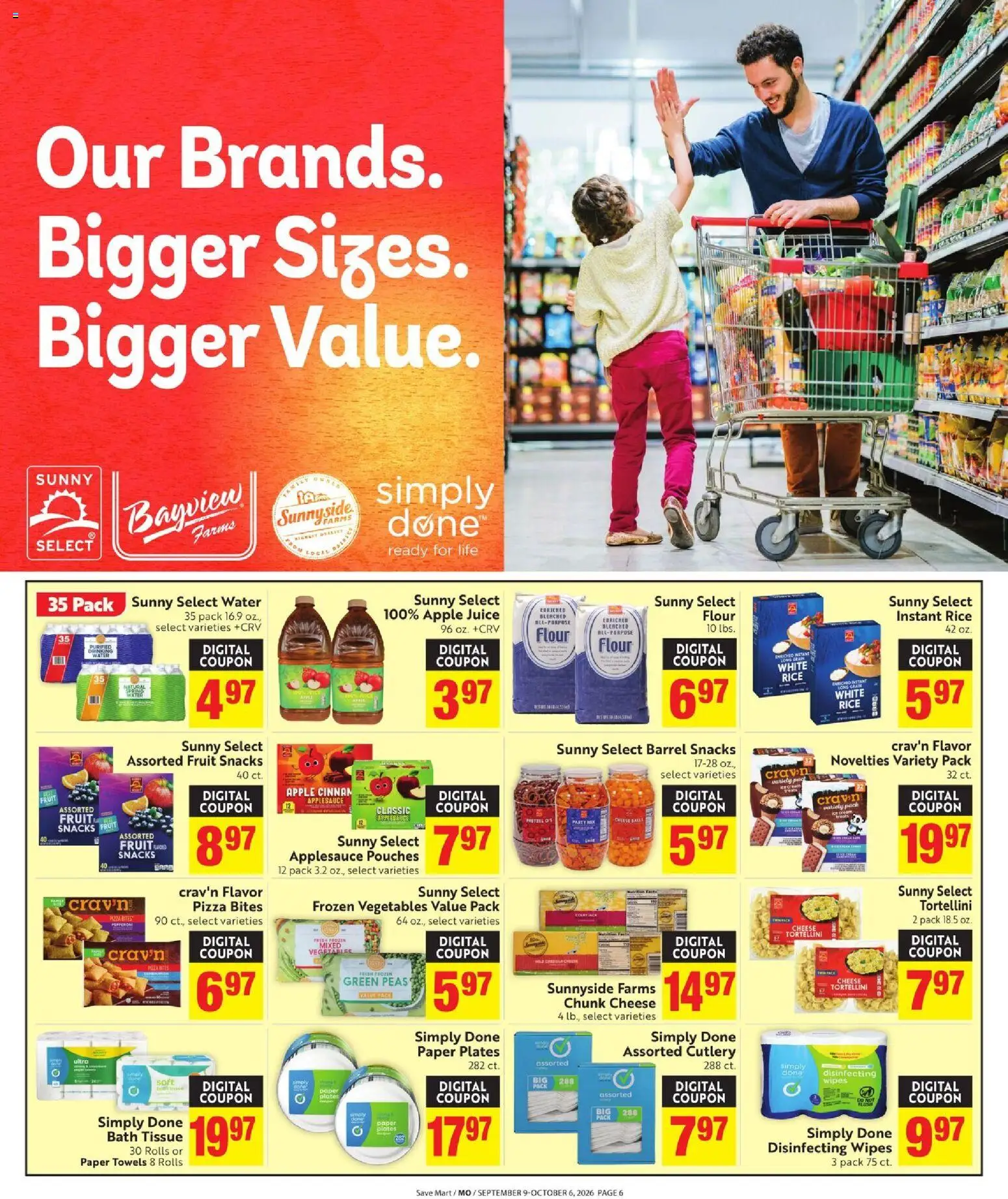 Save Mart Online Ad - valid from 09/09/2026 | Page: 6 | Products: Cheese, Water, Fruit, Frozen vegetables