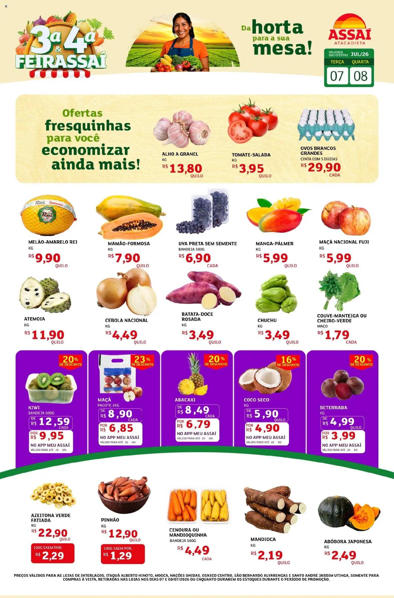Assaí Atacadista Folheto - válido de 07/07/2026 | Página: 1 | Produtos: Beterraba, Mandioquinha, Cenoura, Bandeja