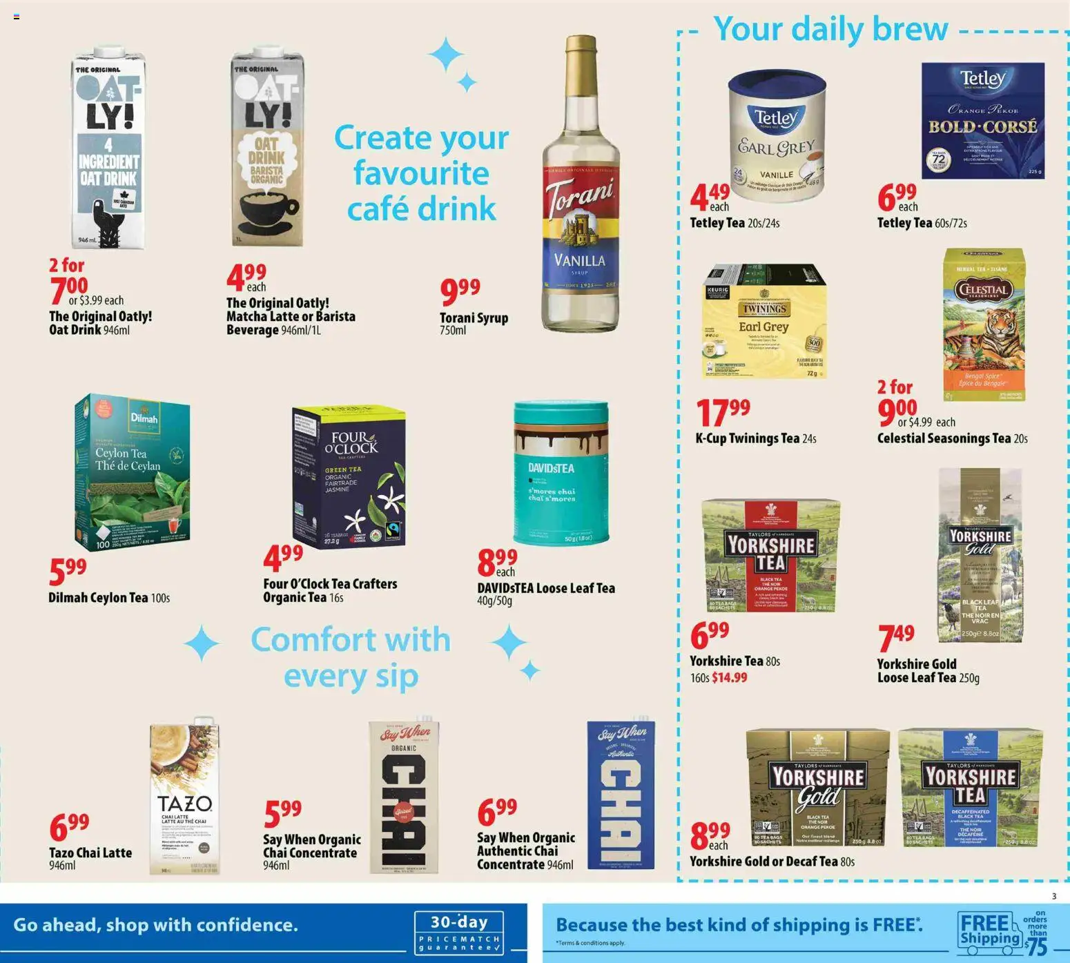 London Drugs flyer valid from Aug 14, 2026 | Page: 3 | Products: Green tea, Herbal tea, Black tea, Sachets