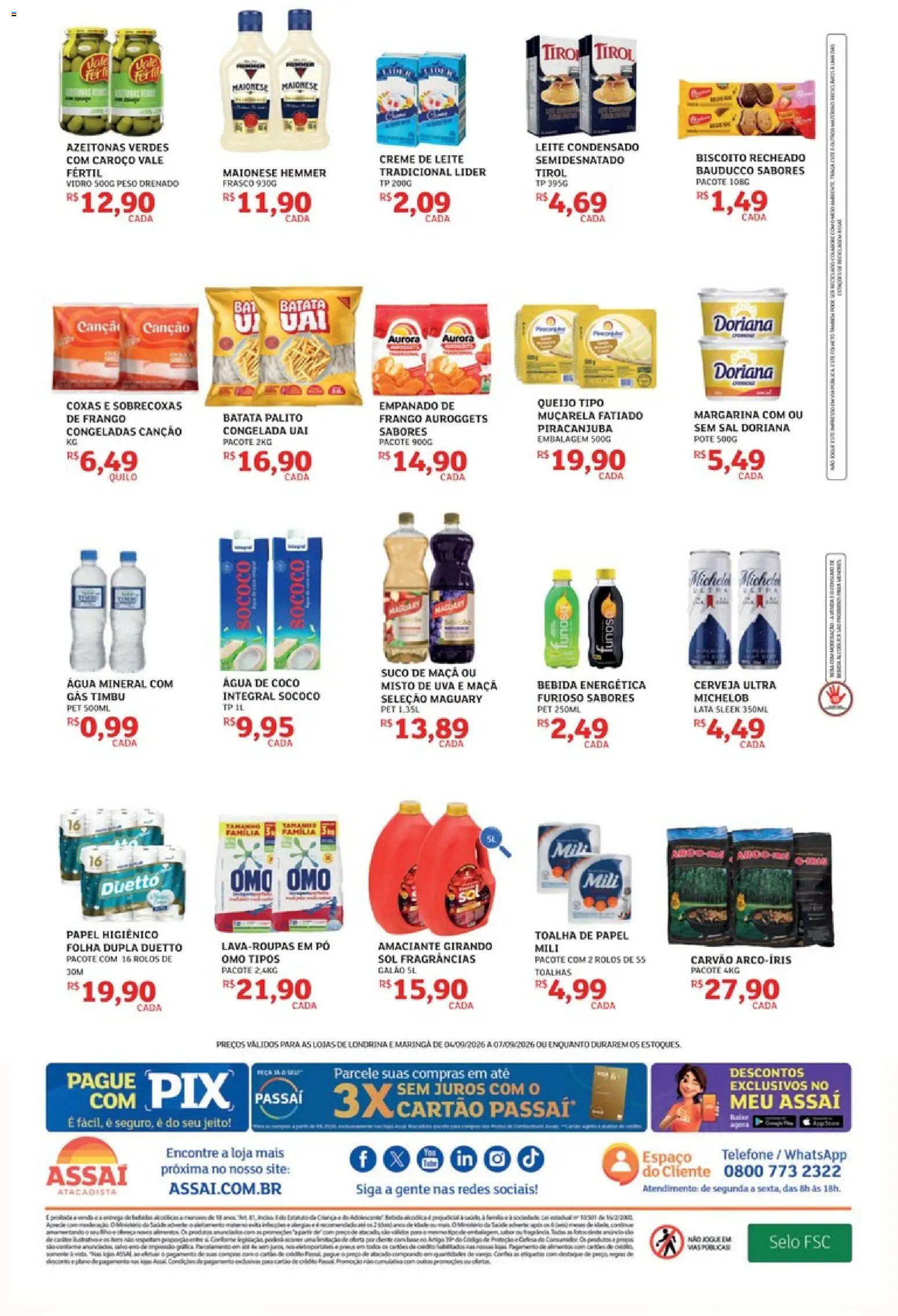 Assaí Atacadista Folheto - válido de 04/09/2026 | Página: 2 | Produtos: Água de coco, Bebida energética, Maionese, Margarina