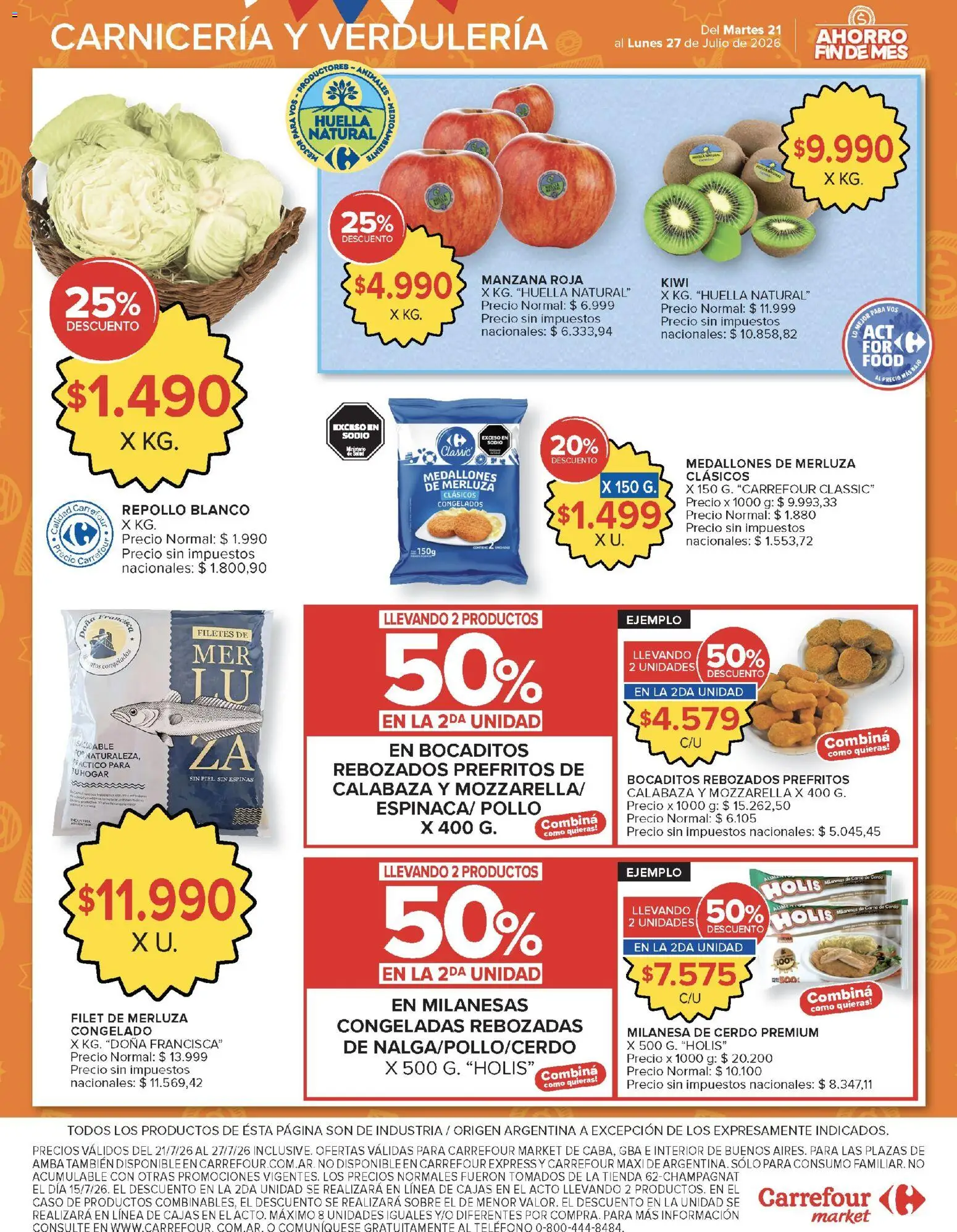 Carrefour ofertas │ válido desde el 21/07/2026 | Página: 38 | Productos: Sobre, Milanesa, Manzana, Kiwi