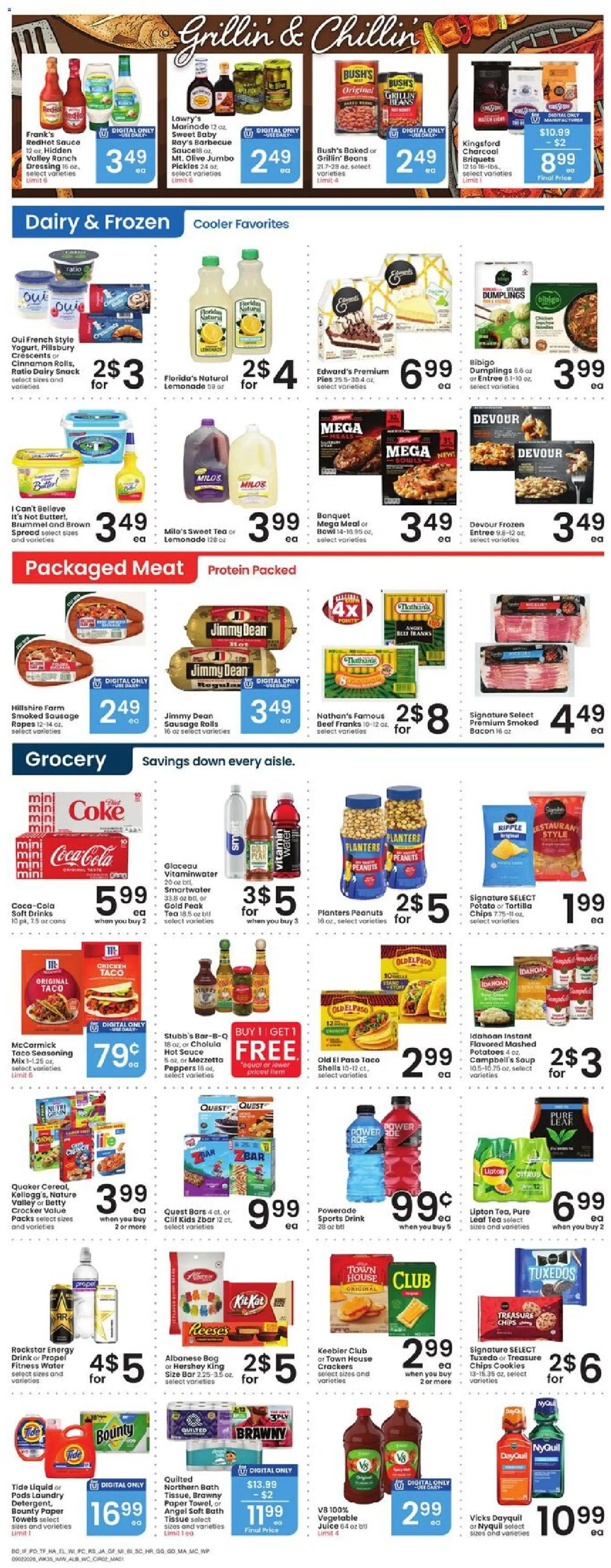 Albertsons Weekly Ad - valid from 09/02/2026 | Page: 3 | Products: Charcoal, Sausage, Dressing, Dumplings