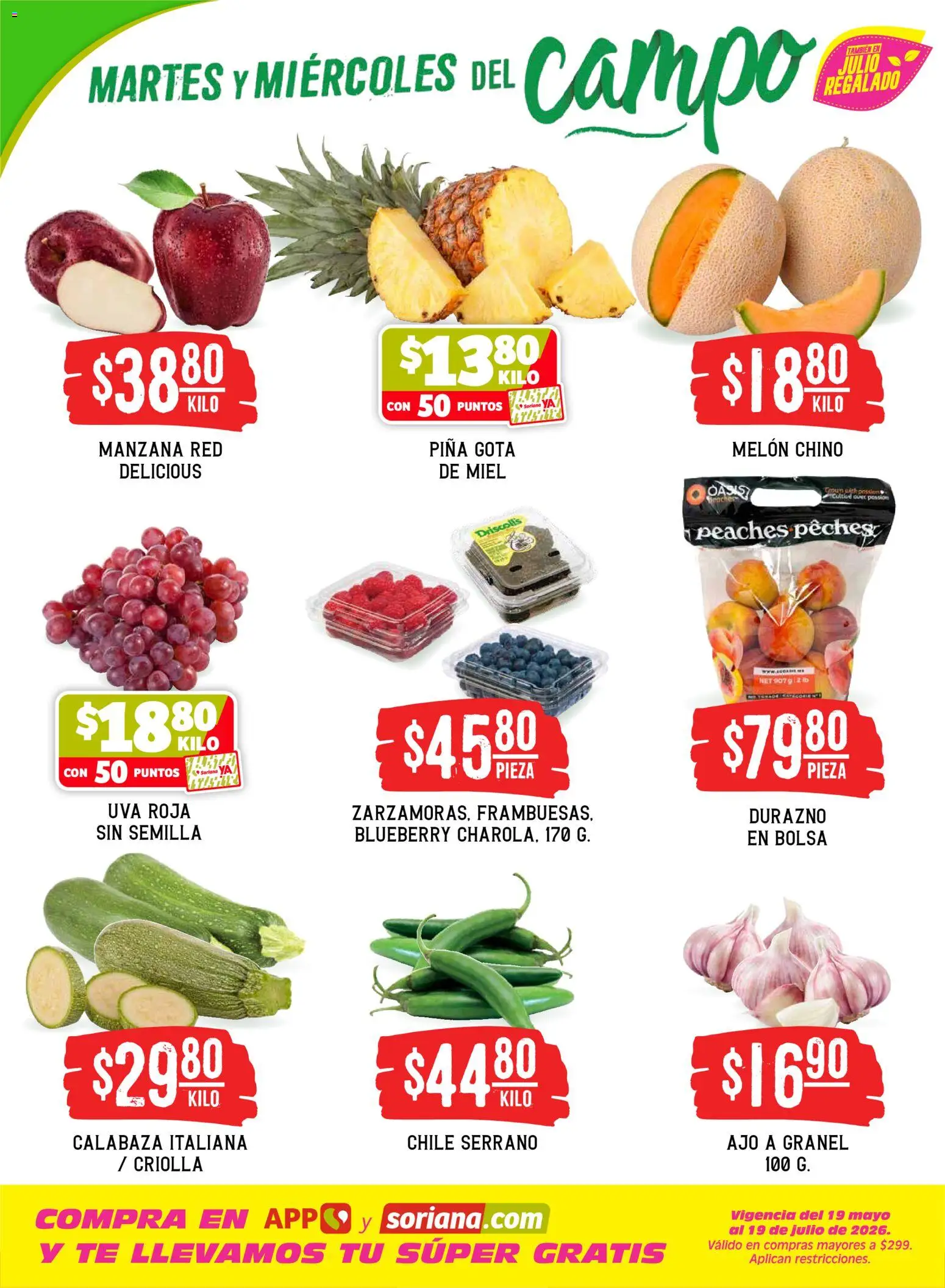 Nuevas ofertas de Soriana válidas en toda la República Mexicana desde el 02.06.2026. ¡Encuentra las mejores ofertas en Soriana Martes y Miércoles del Campo Híper: Juárez! | Página: 2 | Productos: Melón, Bolsa, Manzana, Piña