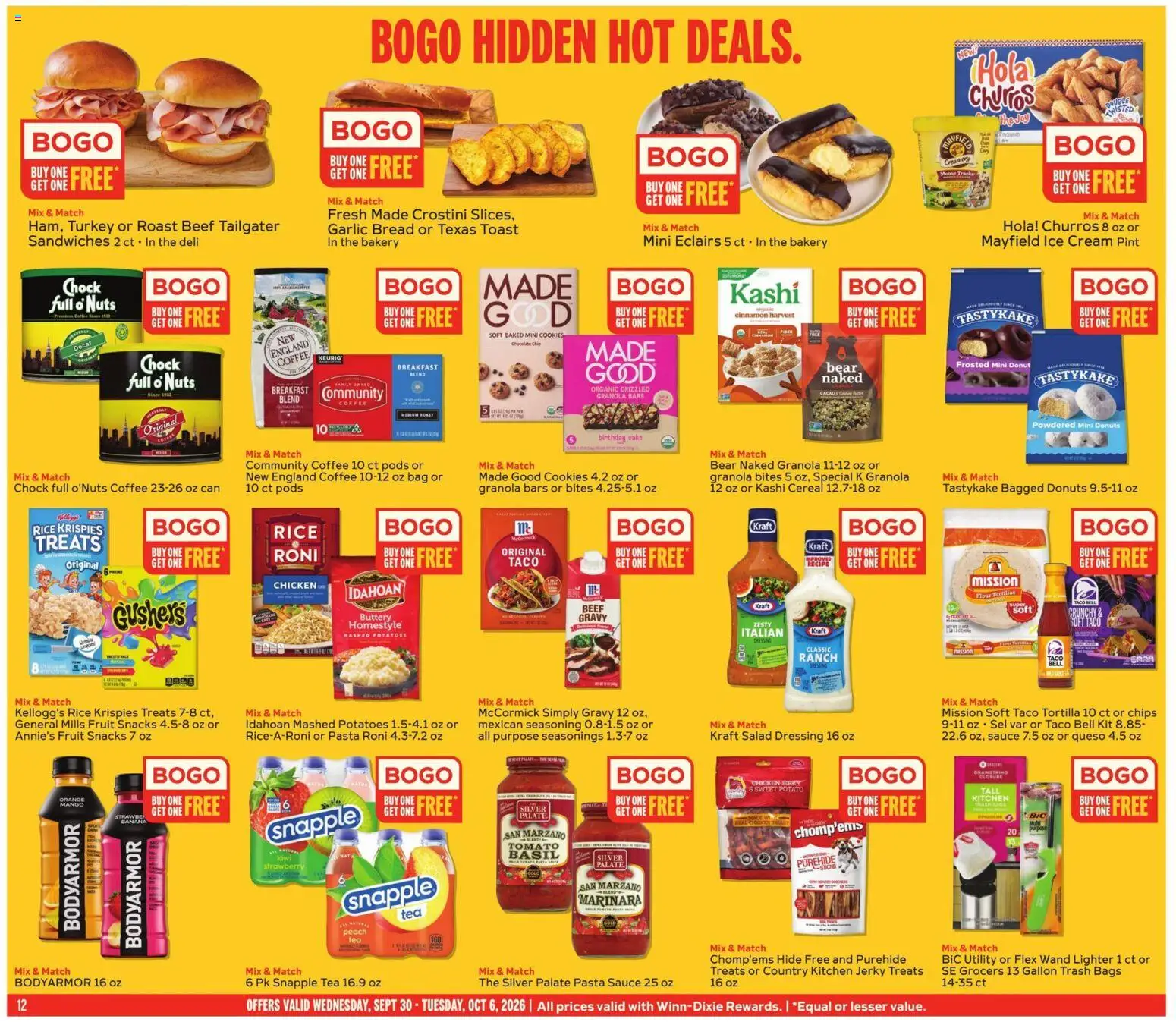 Winn Dixie Weekly Weekly Ad - valid from 09/30/2026 | Page: 12 | Products: Tea, Ice cream, Lighter, Chocolate Chip