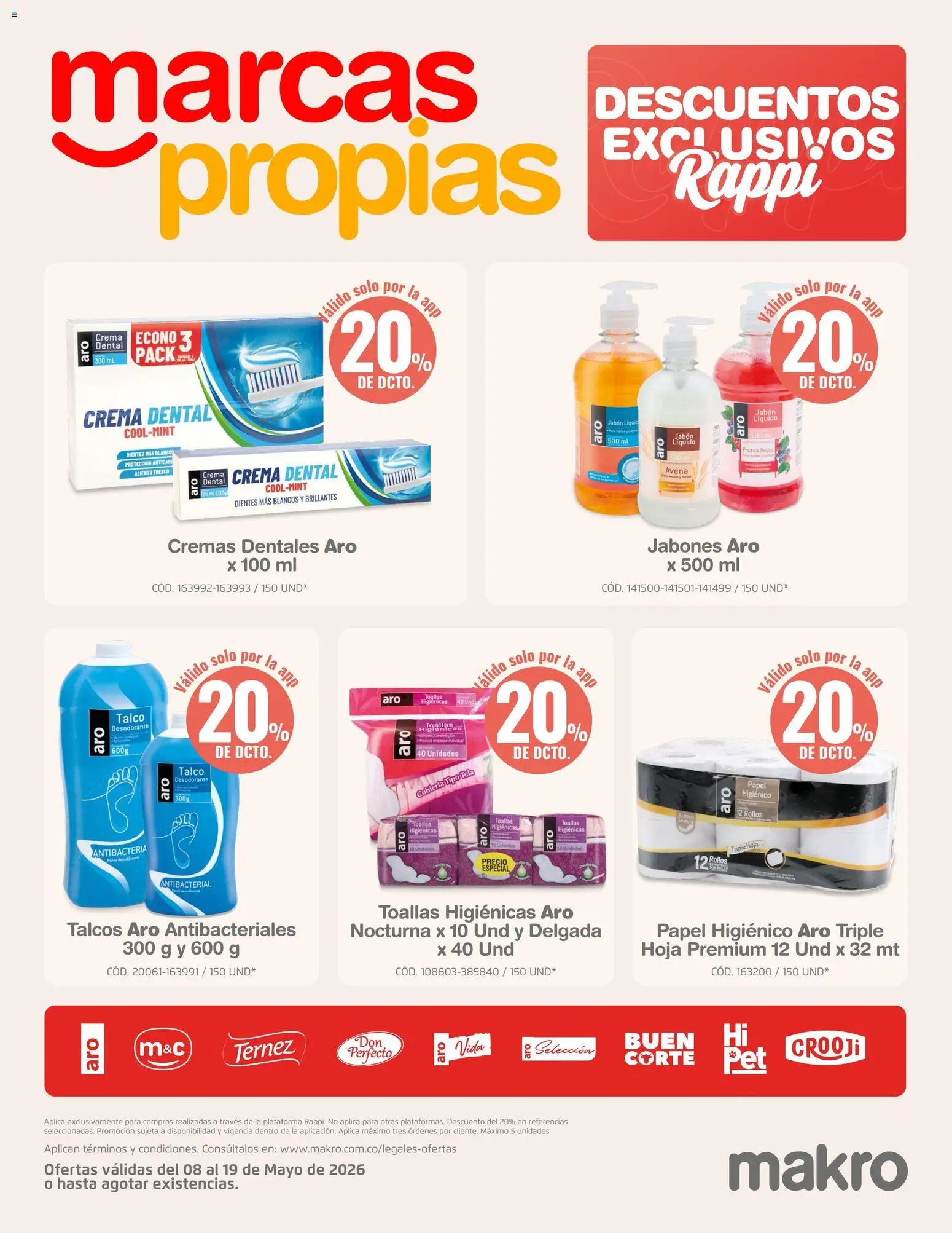 Makro revista - valida desde el 08.05.2026 | Página: 19 | Productos: Crema, Avena, Toallas, Desodorante
