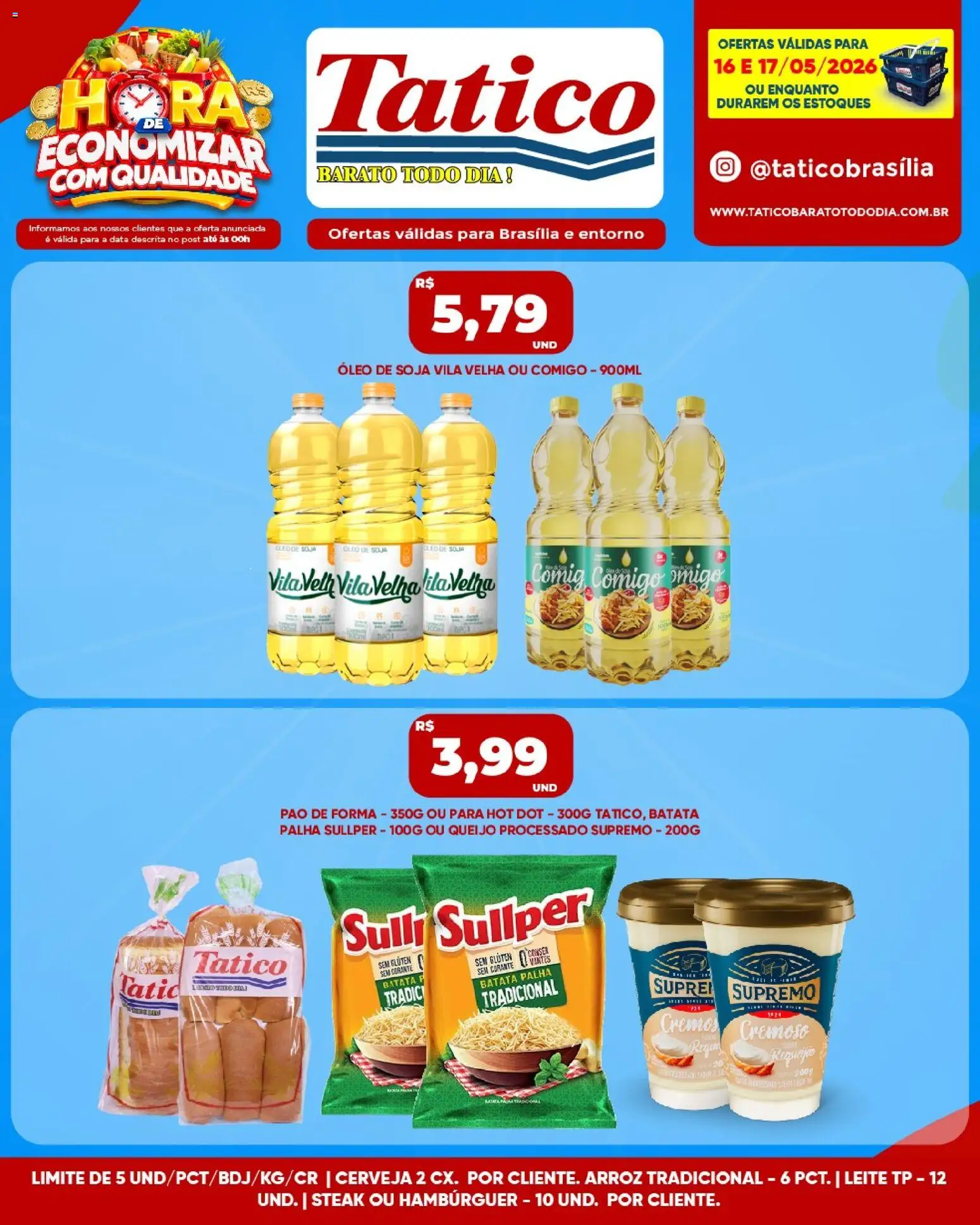 Tatico Folheto - válido de 16.05.2026 | Página: 5 | Produtos: Leite, Pão, Hambúrguer, Batata palha