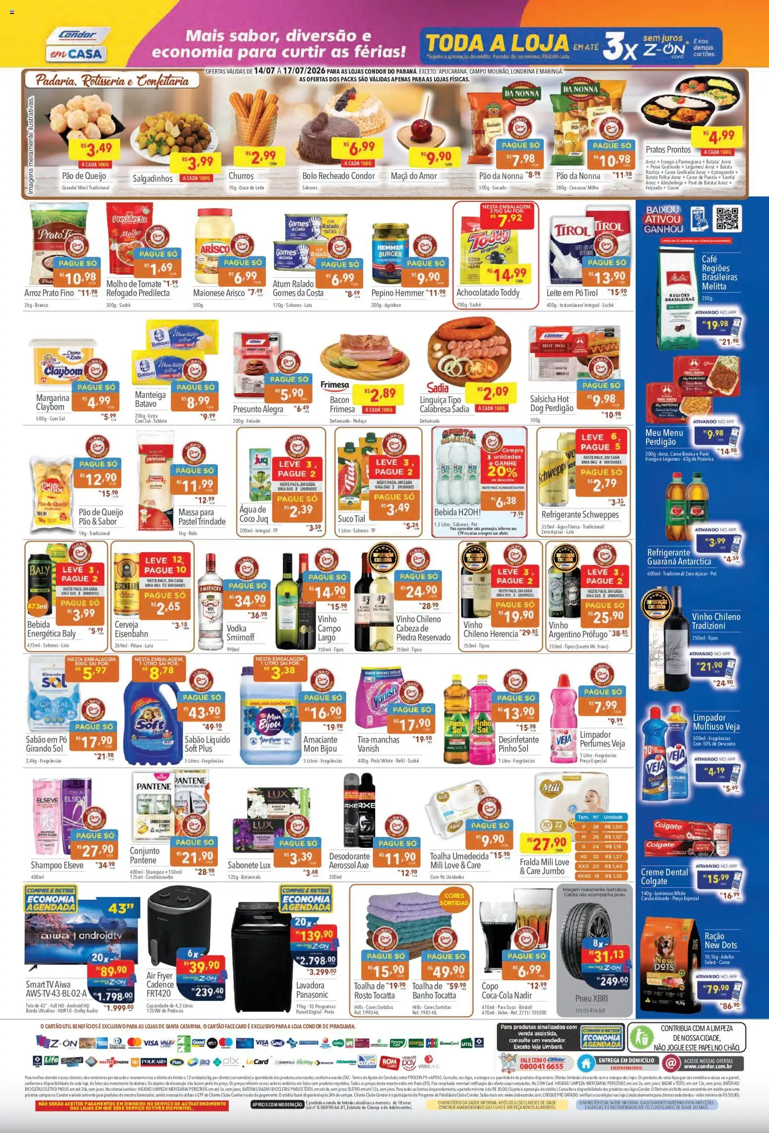 Supermercados Condor Folheto - válido de 14/07/2026 | Página: 2 | Produtos: Molho de tomate, Linguiça, Refrigerante, Maionese