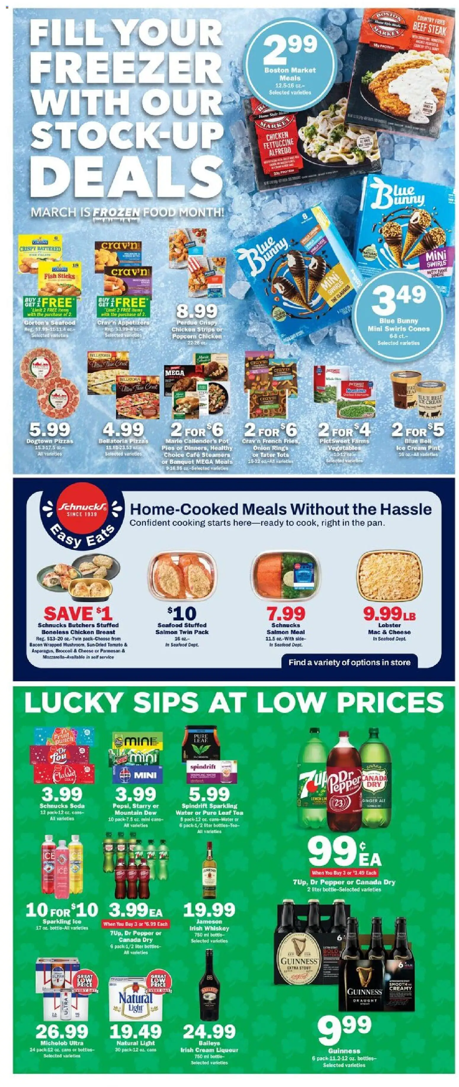 Schnucks Weekly Ad - valid from 11.03.2026 | Page: 3 | Products: Broccoli, Cheese, Whiskey, Ice cream