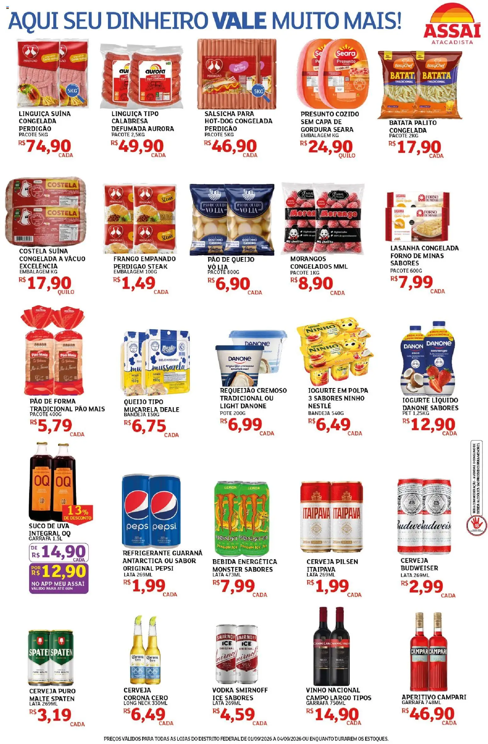 Assaí Atacadista Folheto - válido de 01/09/2026 | Página: 3 | Produtos: Uva, Linguiça, Pão de forma, Campari