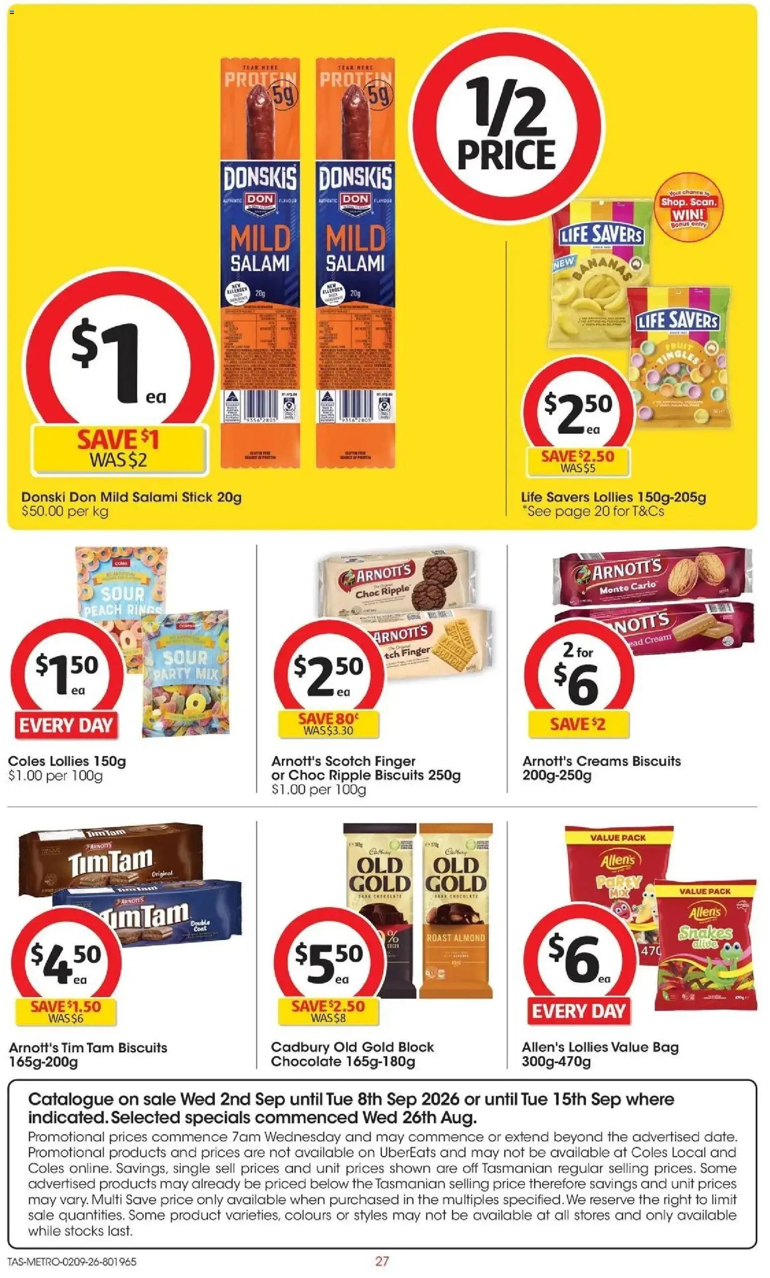 Coles catalogue - valid from 02/09/2026 | Page: 27 | Products: Protein, Lollies, Biscuits, Fruit