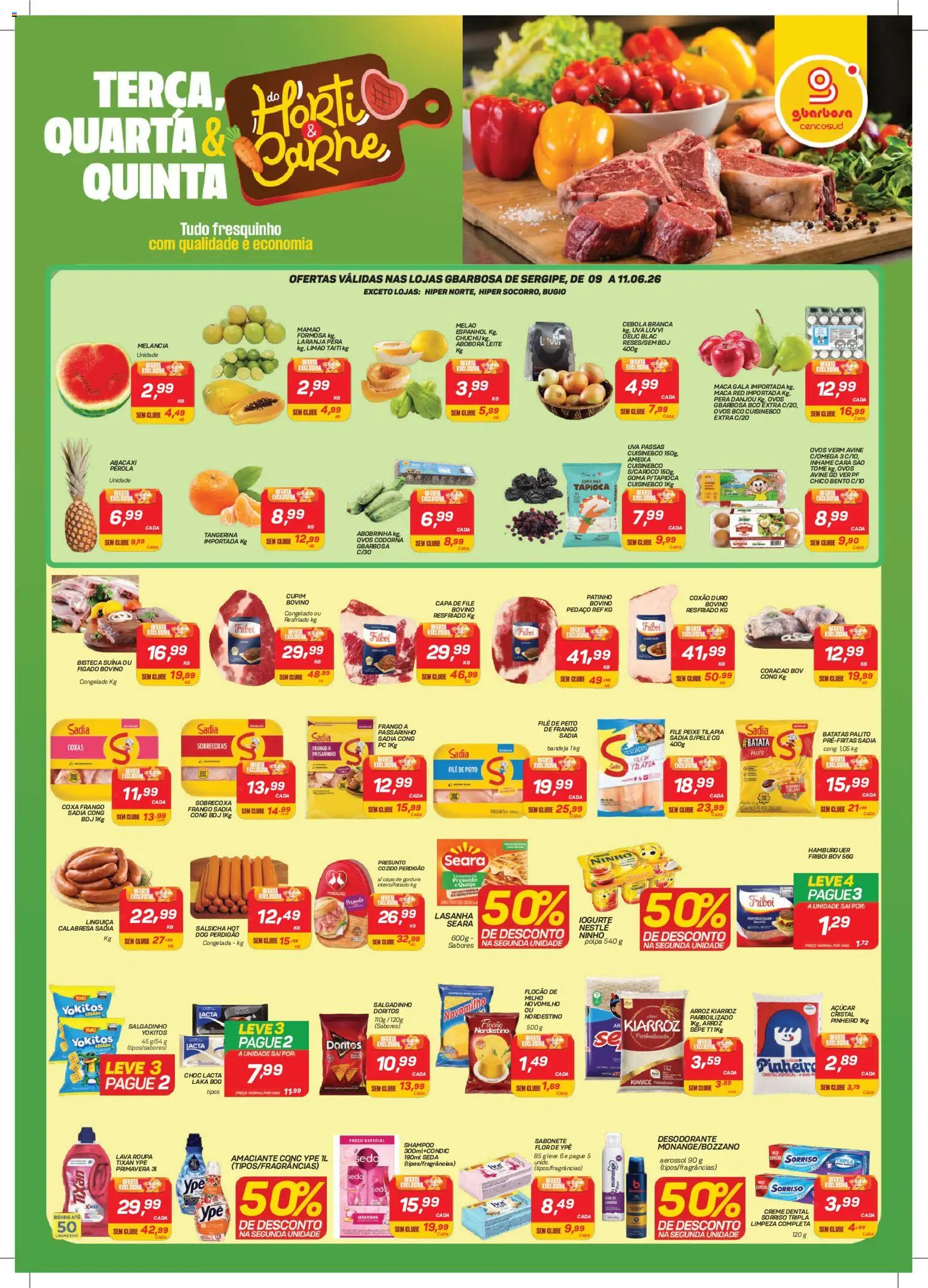 Gbarbosa Folheto - válido de 09.06.2026 | Página: 1 | Produtos: Cebola, Linguiça, Bandeja, Creme dental