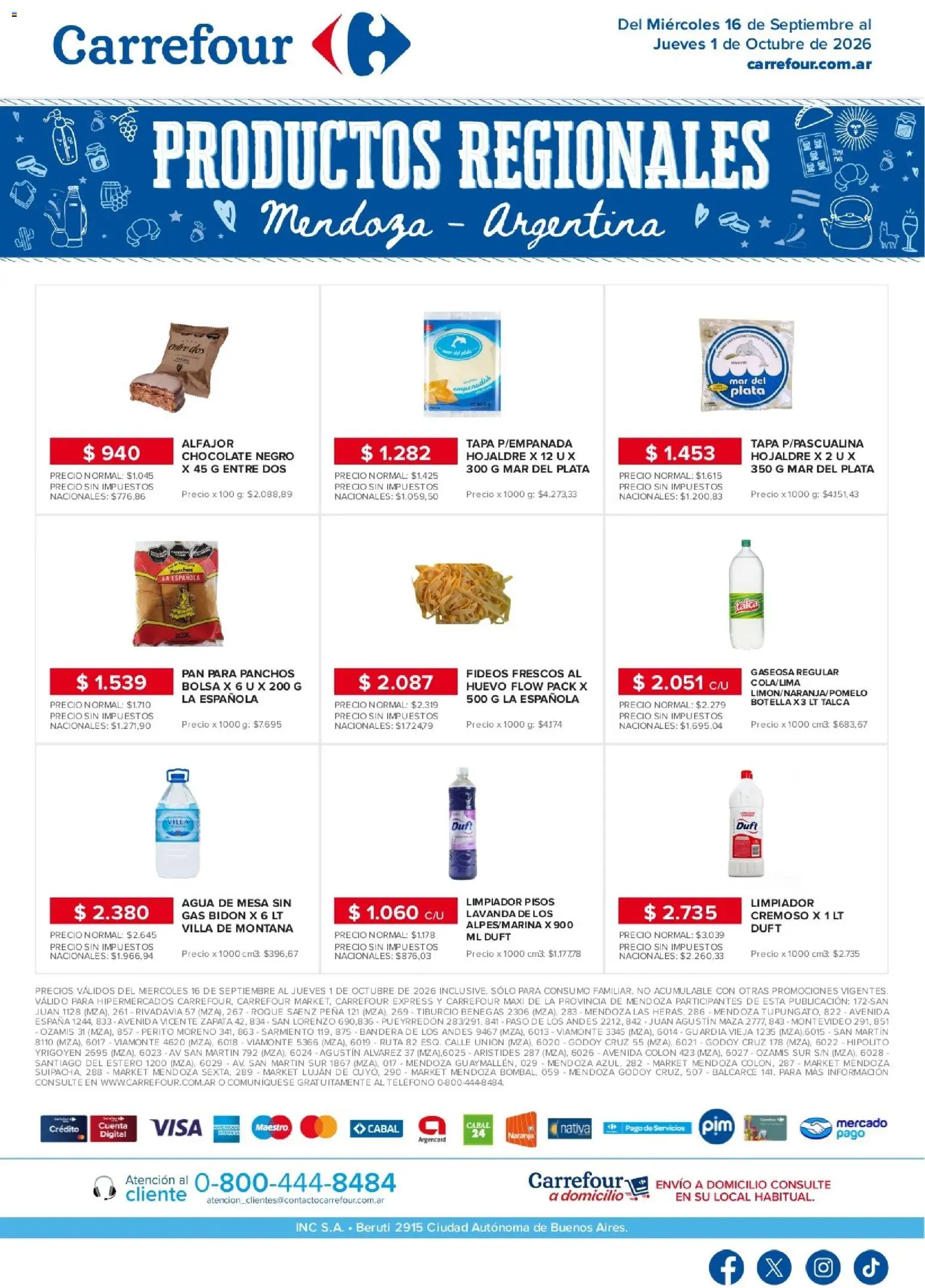 Carrefour - Regionales | Mendoza │ válido desde el 16/09/2026 | Página: 1 | Productos: Bolsa, Pan, Chocolate, Alfajor