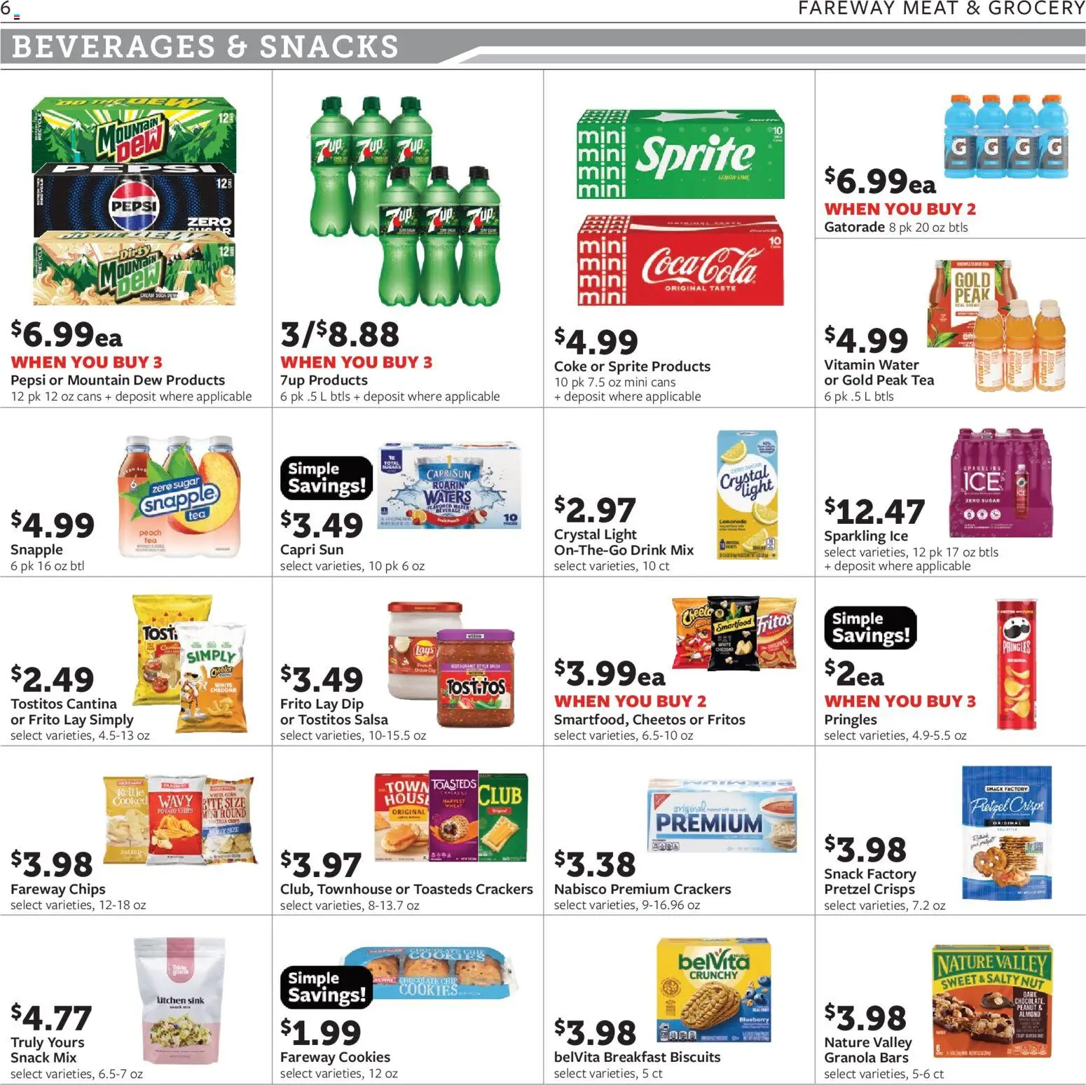 Fareway Weekly Ad - valid from 09/07/2026 | Page: 6 | Products: Crackers, Meat, Water, Peach