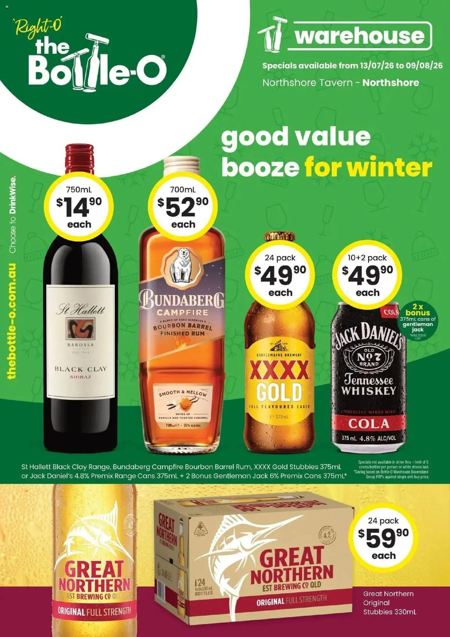 The Bottle-O catalogue - valid from 12/07/2026 | Page: 1 | Products: Bourbon, Whiskey, Rum, Clay