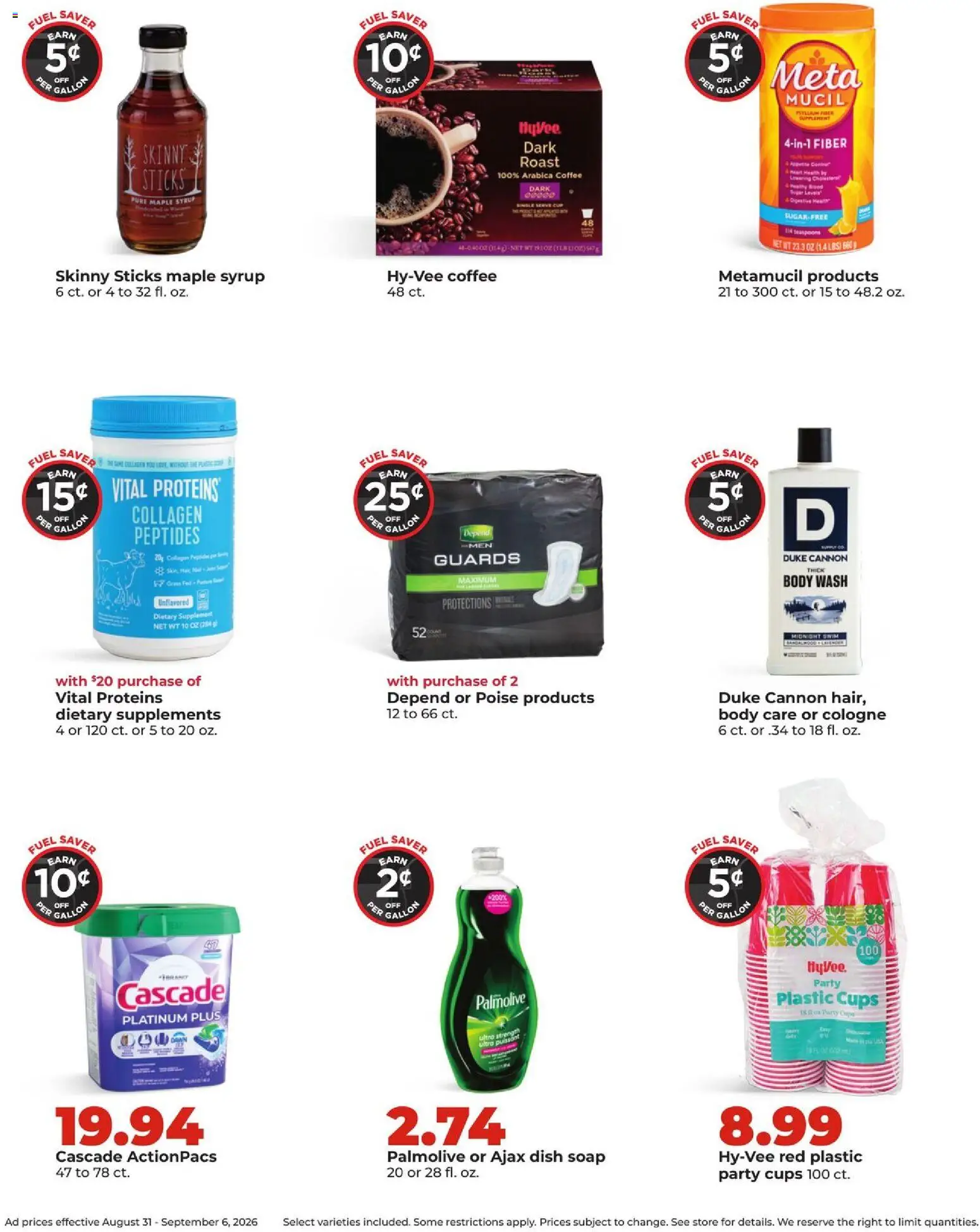 HyVee Weekly Ad - valid from 08/31/2026 | Page: 14 | Products: Syrup, Coffee, Soap, Body Wash