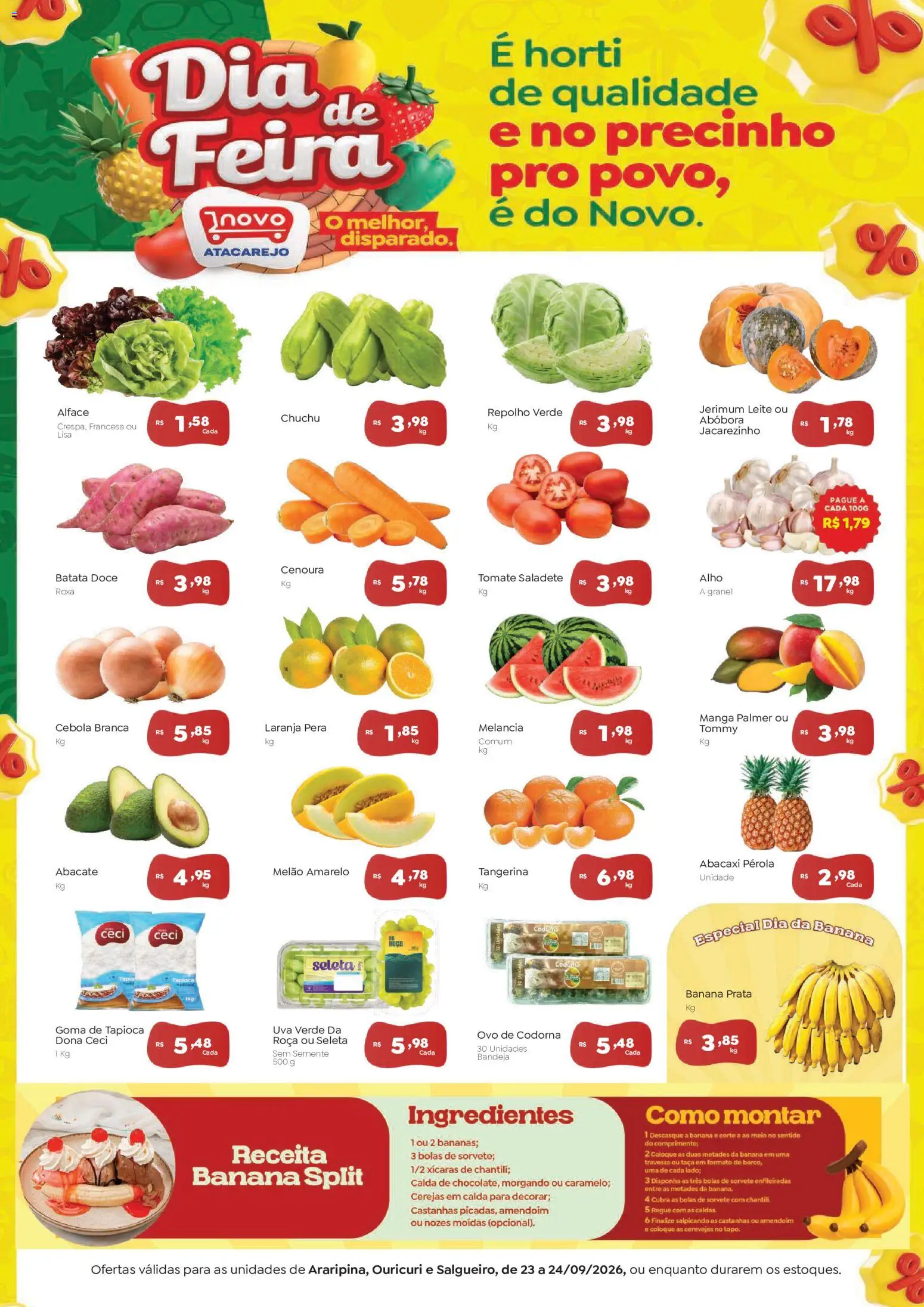 Novo Atacarejo Folheto - válido de 23/09/2026 | Página: 1 | Produtos: Abóbora, Uva, Bandeja, Alface