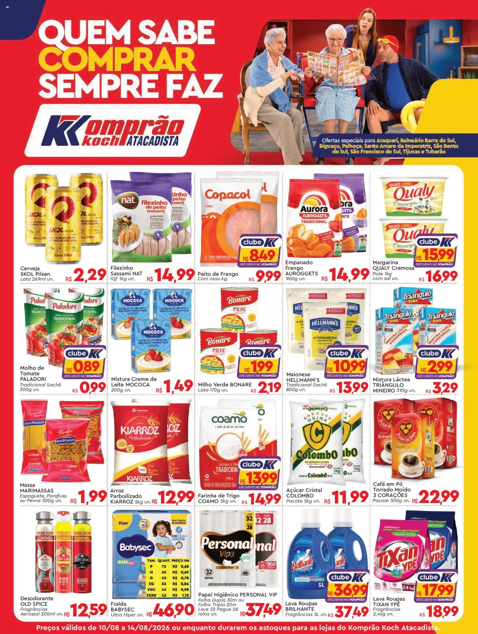 Komprao Atacadista Folheto - válido de 10/08/2026 | Página: 1 | Produtos: Arroz, Roupas, Massa, Sal