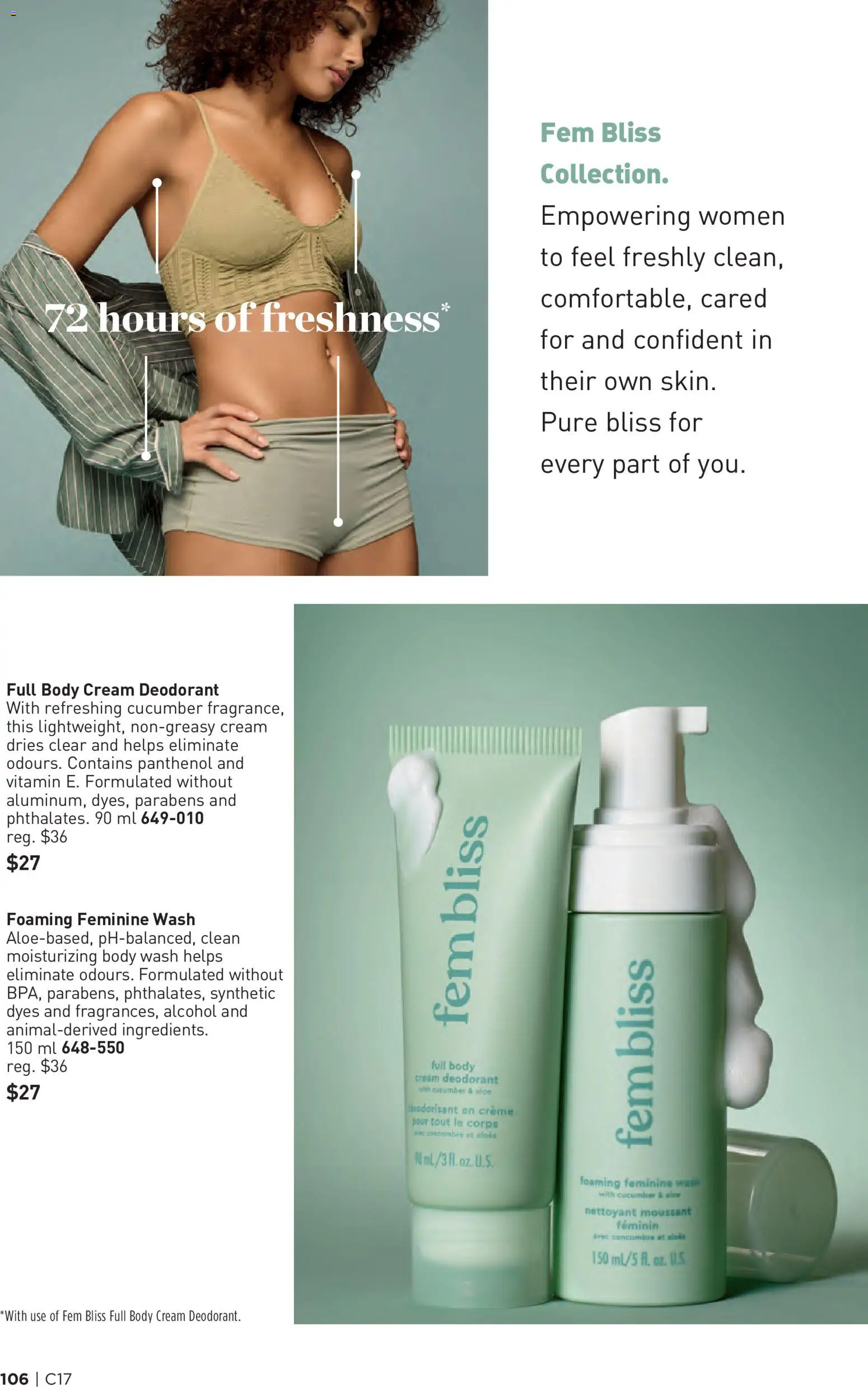 Avon flyer valid from Aug 13, 2026 | Page: 106 | Products: Cream, Alcohol, Body wash, Deodorant