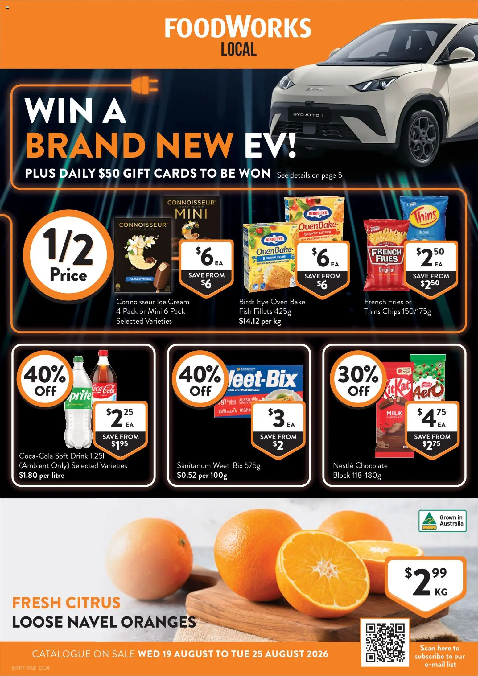 Foodworks catalogue - valid from 19/08/2026 | Page: 1 | Products: Milk, Fish, Coca Cola, Chips