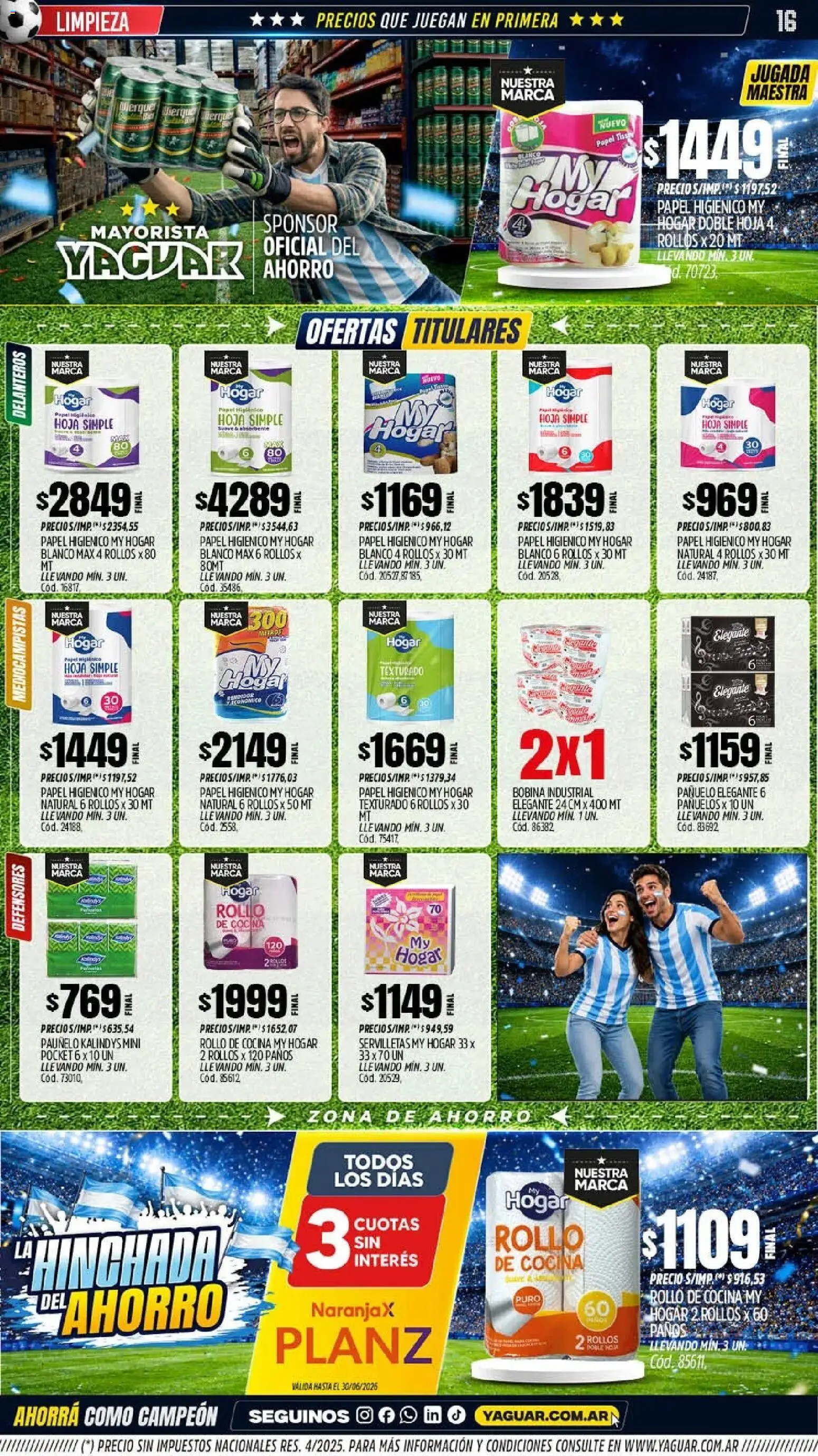 Yaguar - Oferta Semanal San Juan │ válido desde el 01.06.2026 | Página: 15 | Productos: Papel higiénico, Cocina, Servilletas, Pollo