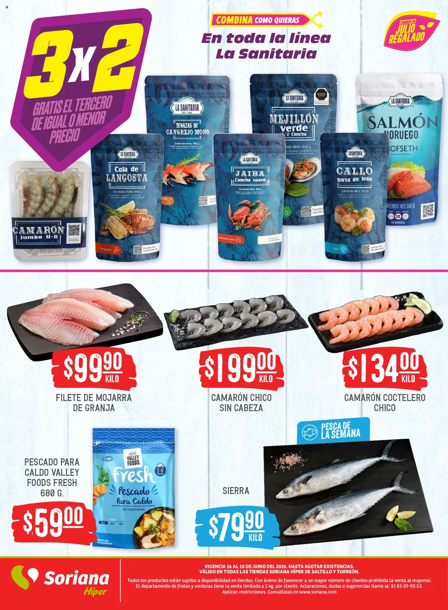 Nuevas ofertas de Soriana válidas en toda la República Mexicana desde el 16.06.2026. ¡Encuentra las mejores ofertas en Soriana Martes y Miércoles del Campo Híper: Saltillo y Torreón! | Página: 6 | Productos: Sierra