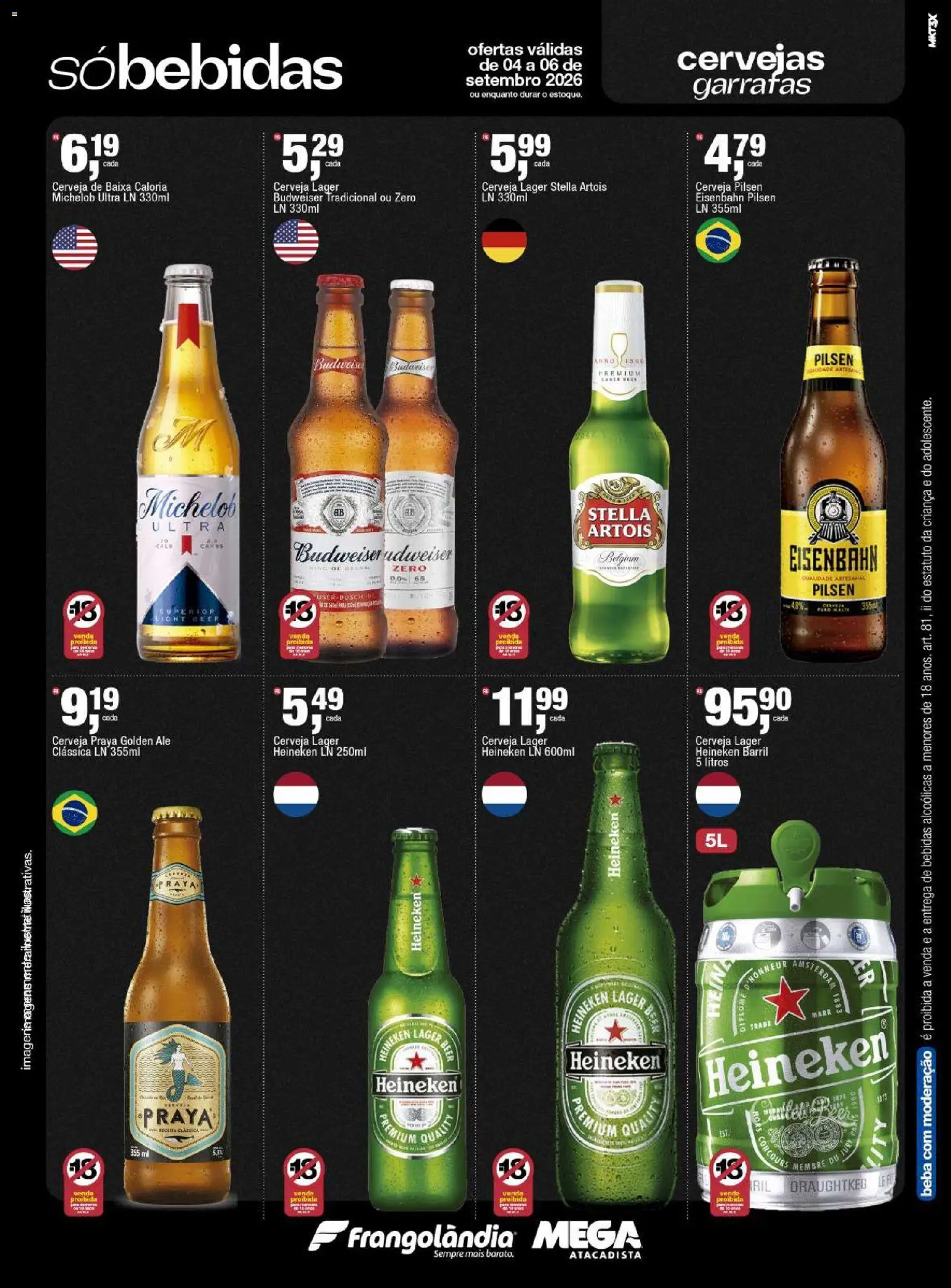 Frangolândia Folheto - válido de 04/09/2026 | Página: 3 | Produtos: Eisenbahn, Bebidas, Cerveja, Heineken