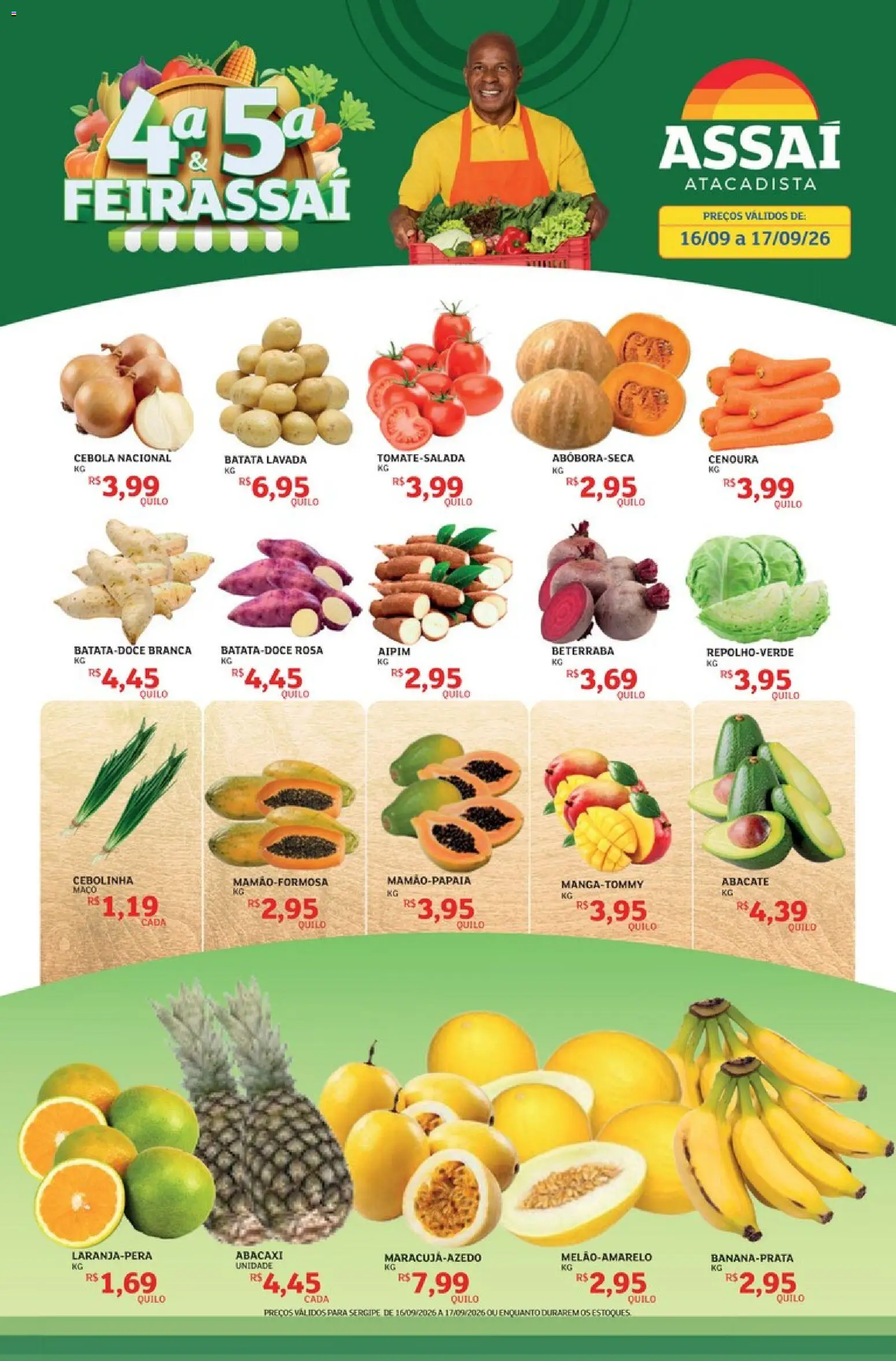 Assaí Atacadista Folheto - válido de 16/09/2026 | Página: 1 | Produtos: Aipim, Beterraba, Cebola, Abacate