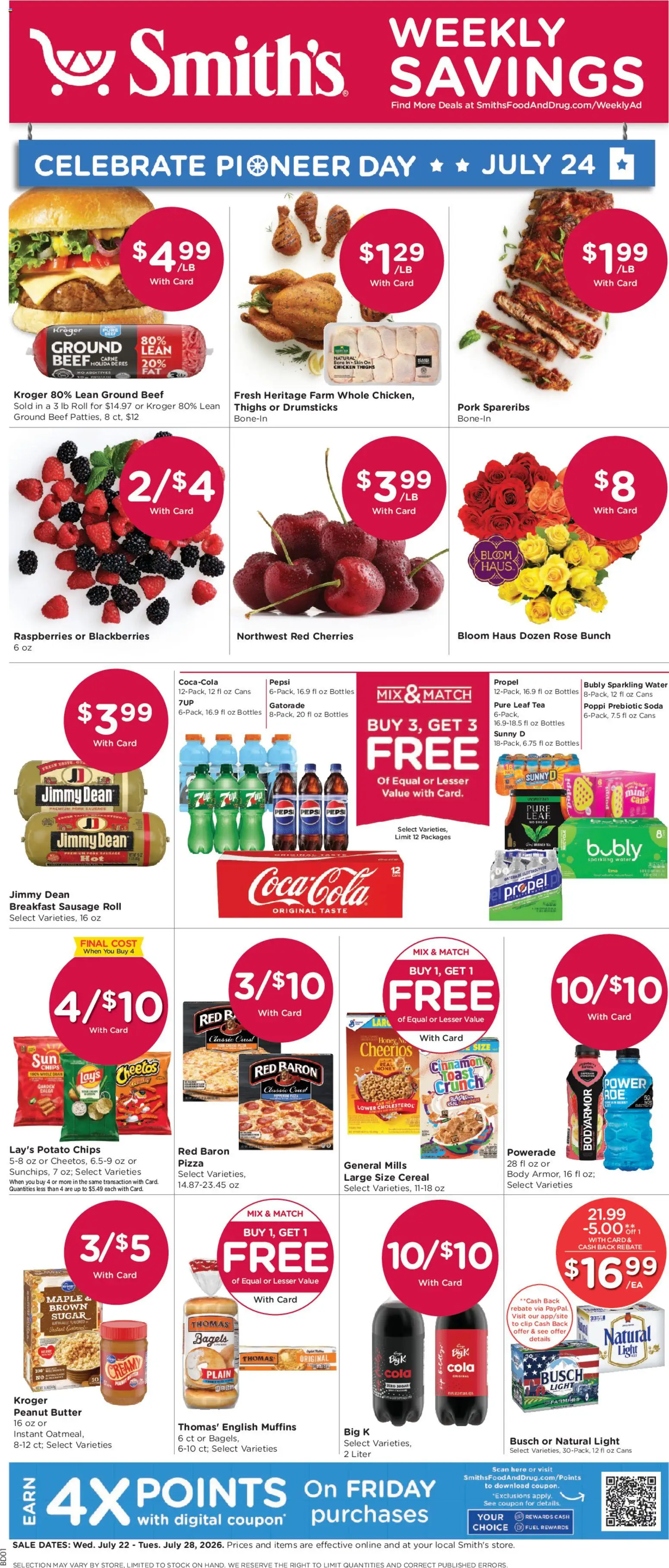 Smith's Weekly Ad - valid from 07/22/2026 | Page: 1 | Products: Cheese, Beef, Chips, Lime
