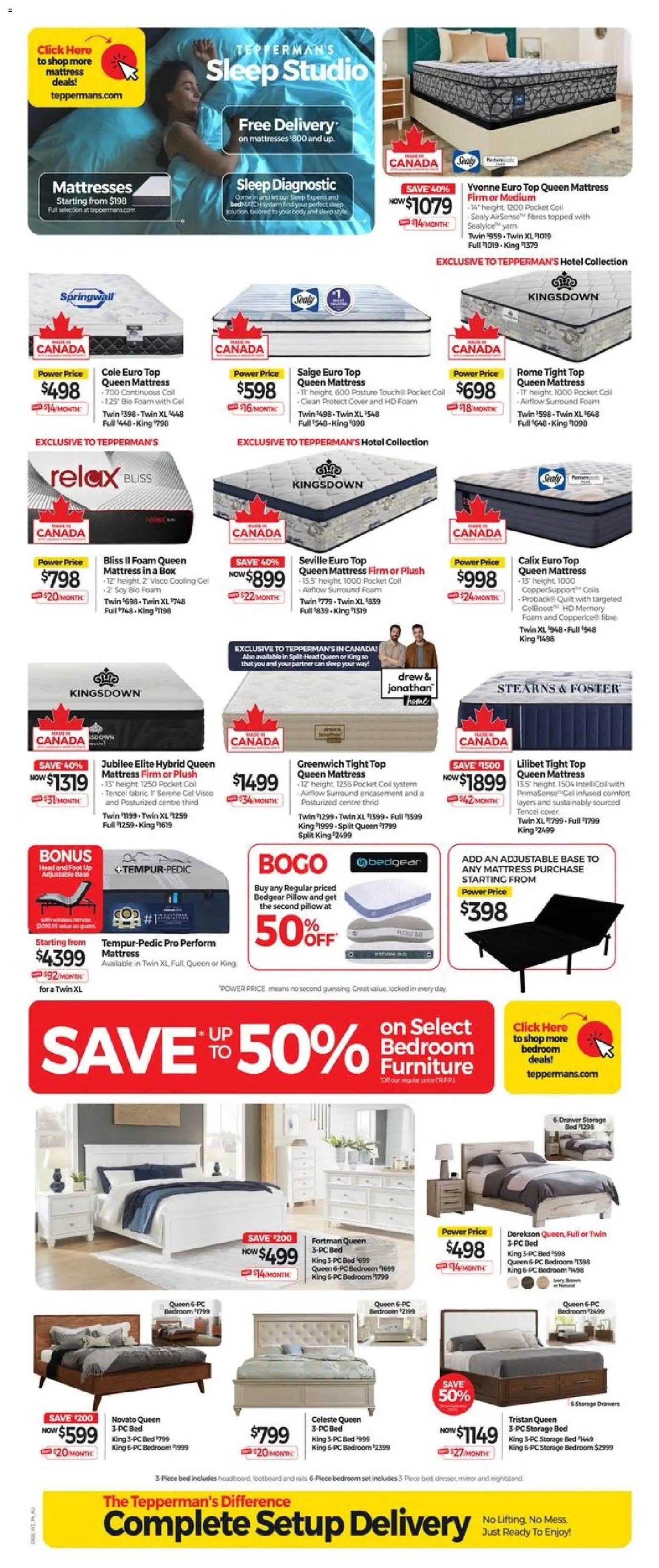 Tepperman's flyer valid from Aug 7, 2026 | Page: 6 | Products: Foam, Mattress, Pillow, Box