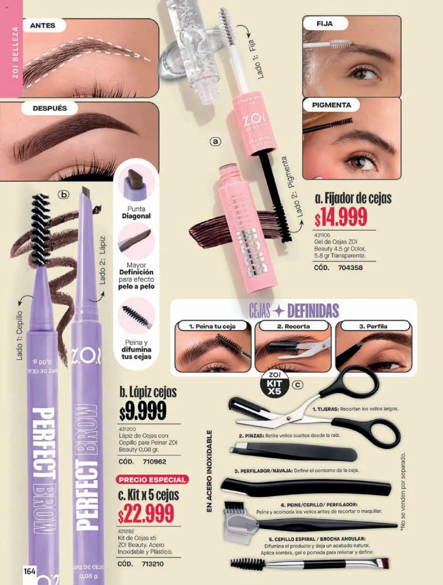 Pacifika revista - valida desde el 18/10/2026 | Página: 164 | Productos: Fijador, Lápiz de cejas, Brocha, Cepillo