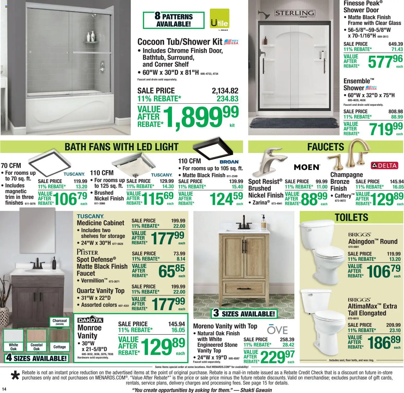 Menards Weekly Ad - valid from 08/13/2026 | Page: 18 | Products: Trim, Bath, Shower, Shower Door