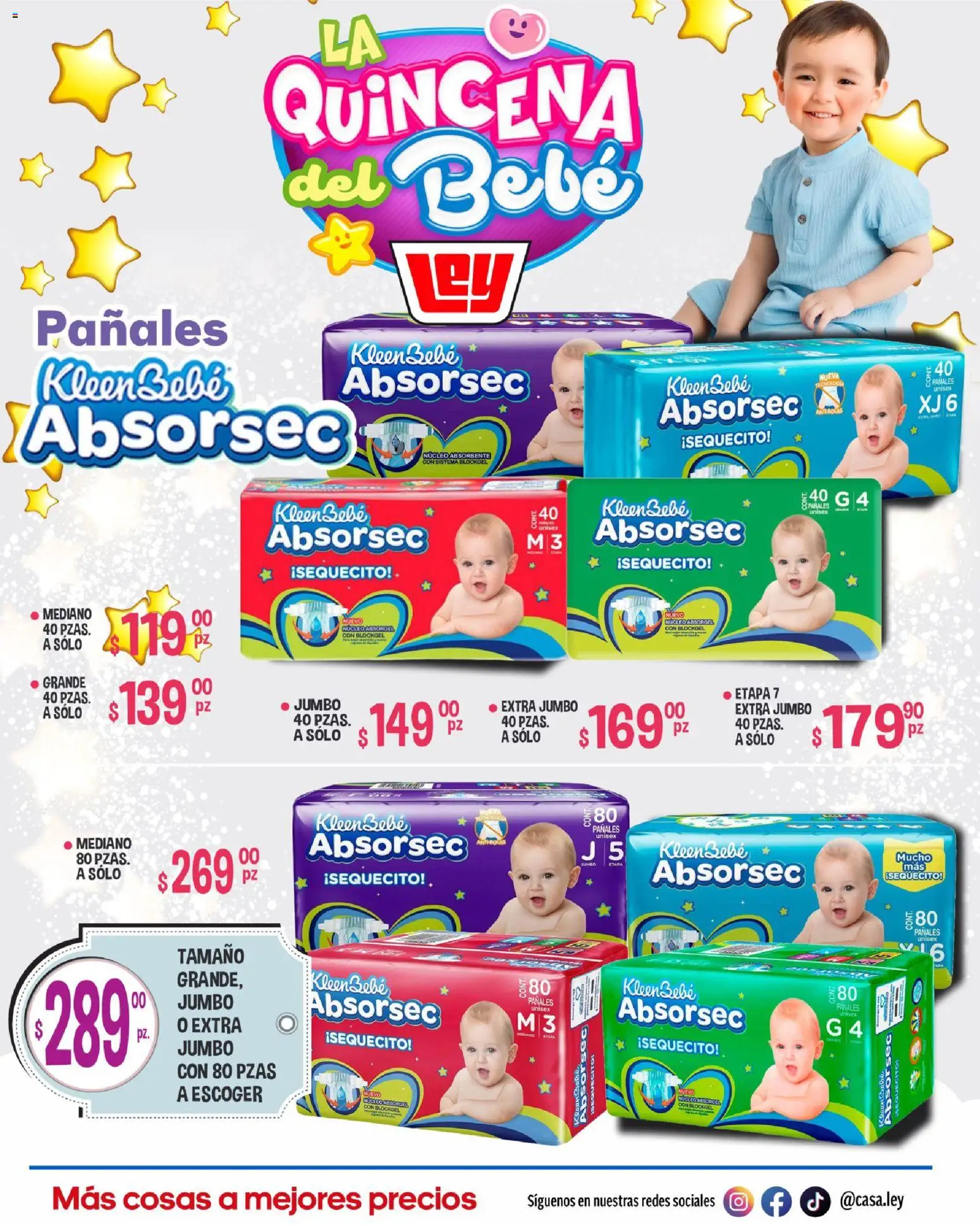 Nuevas ofertas de Casa Ley válidas en toda la República Mexicana desde el 16.05.2026. ¡Encuentra las mejores ofertas en Casa Ley folleto La Quincena del Bebé interior! | Página: 12 | Productos: Pañales